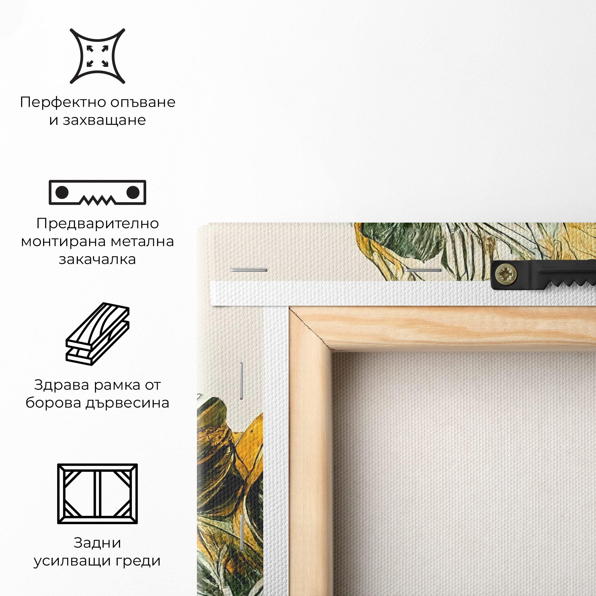 Картина на платно Gold And Green Leafes mockup 5