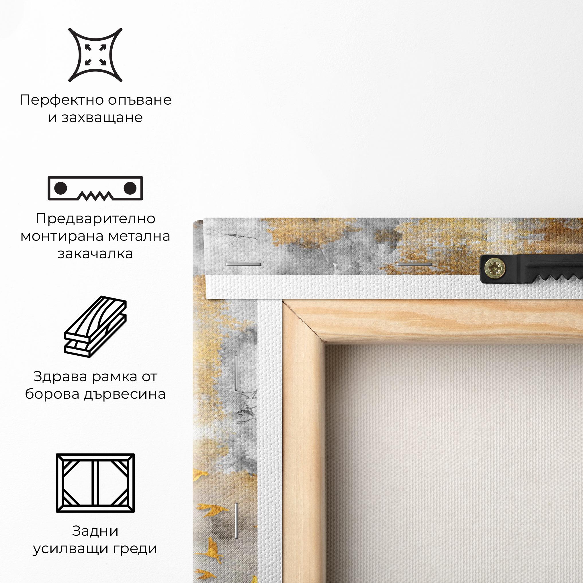 Картина на платно Gold Birds Flying mockup 5