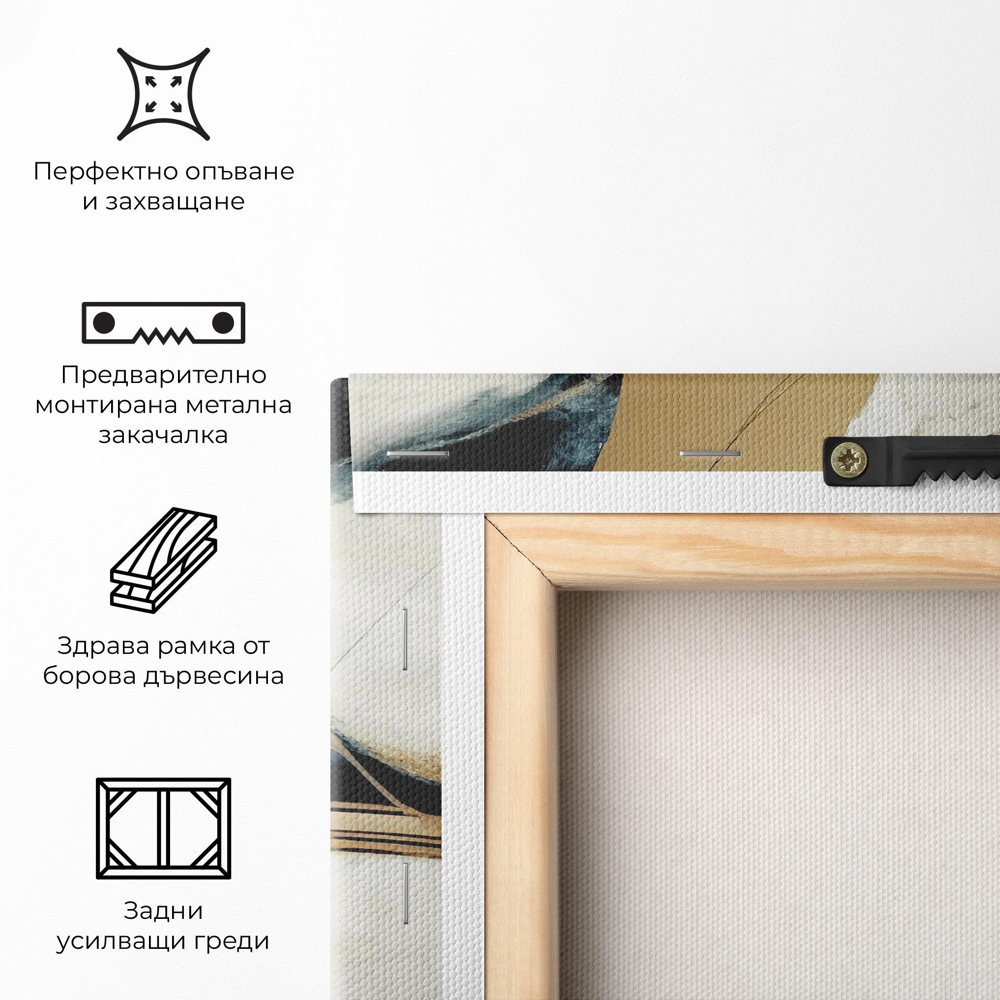 Картина на платно Golden Blue Marble mockup 5