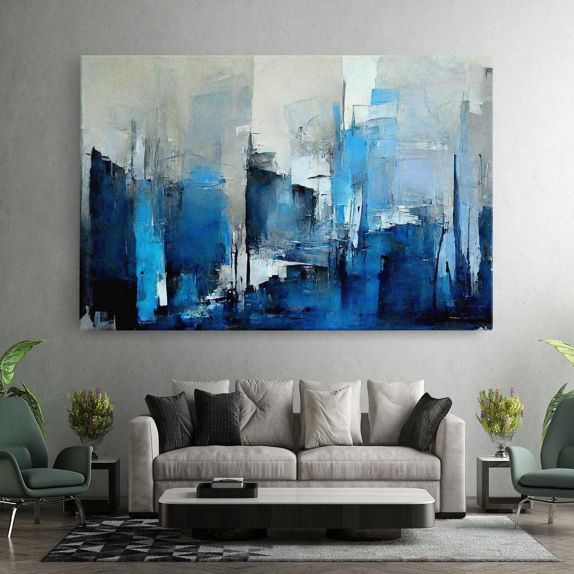 Картина на платно Blue Gray Color mockup 7