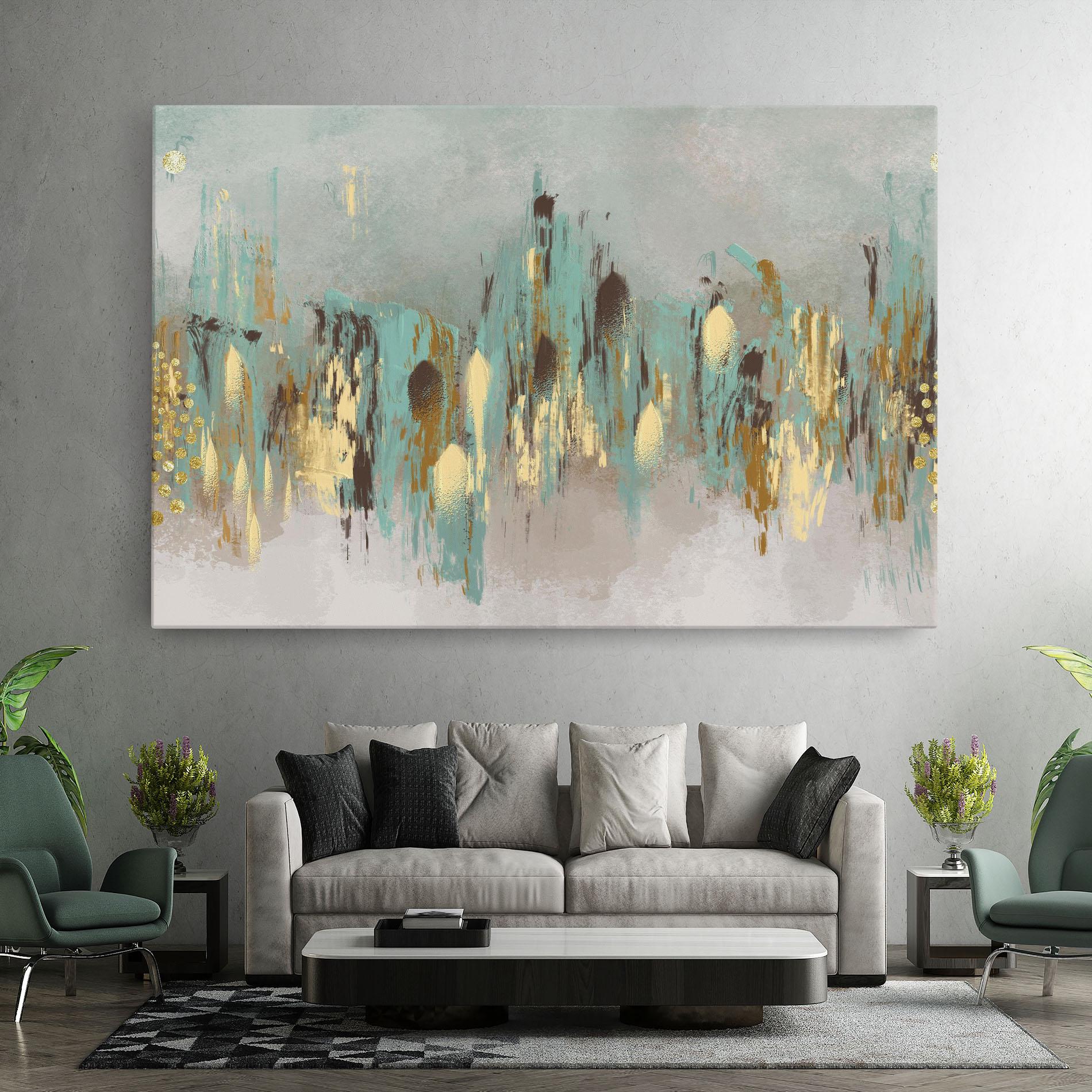 Картина на платно Gold Spiral Points mockup 7