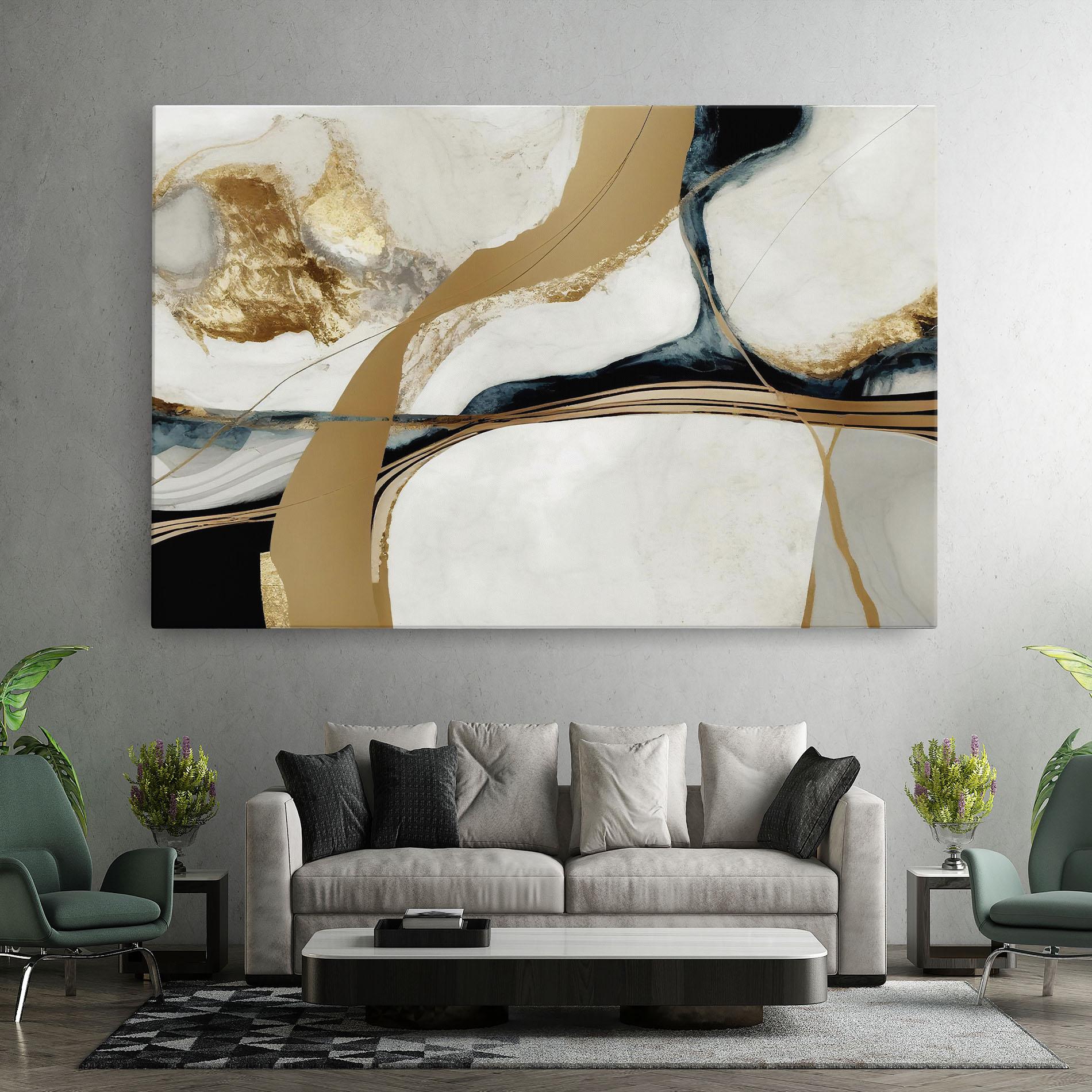 Картина на платно Golden Blue Marble mockup 7