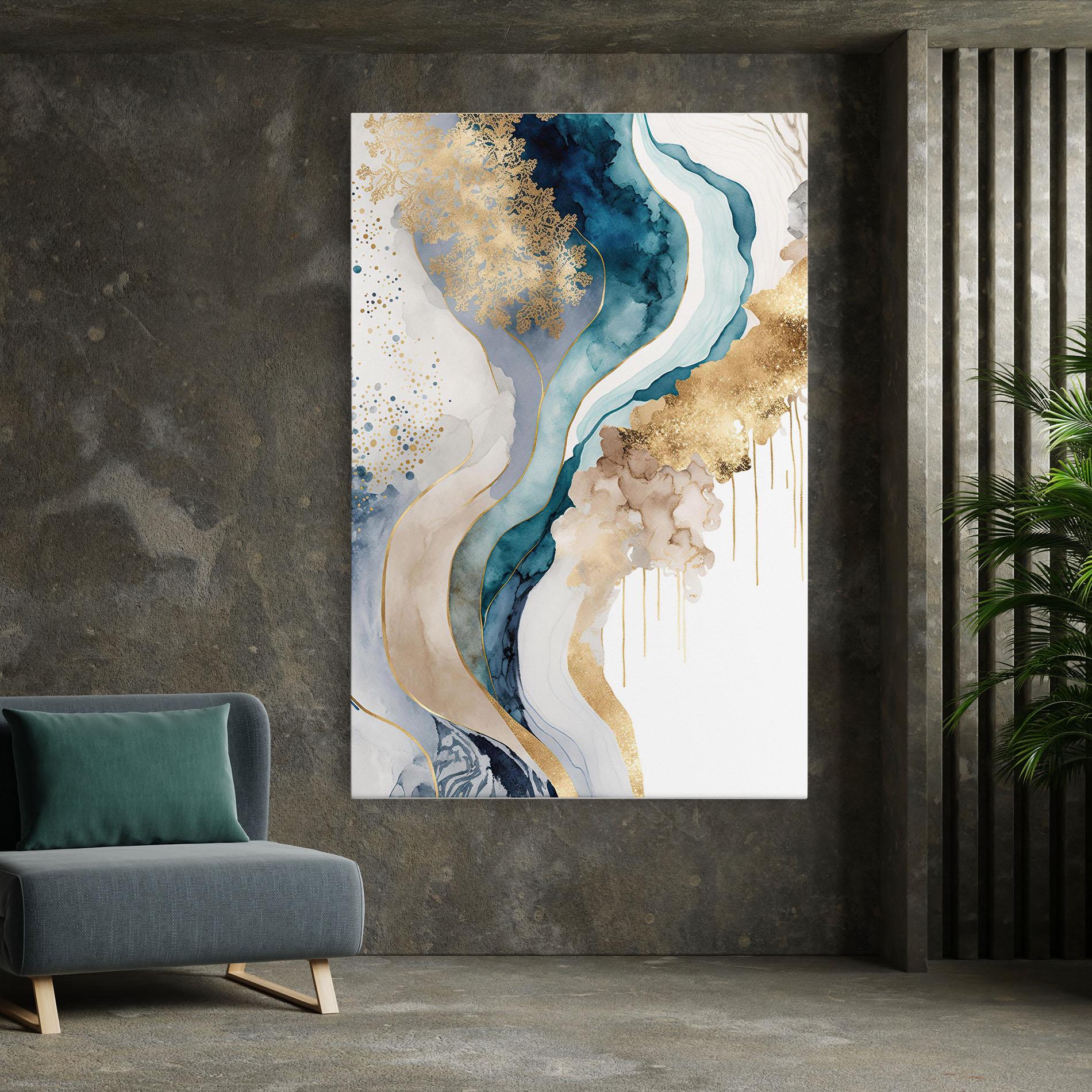 Картина на платно Light Blue Waves mockup 7