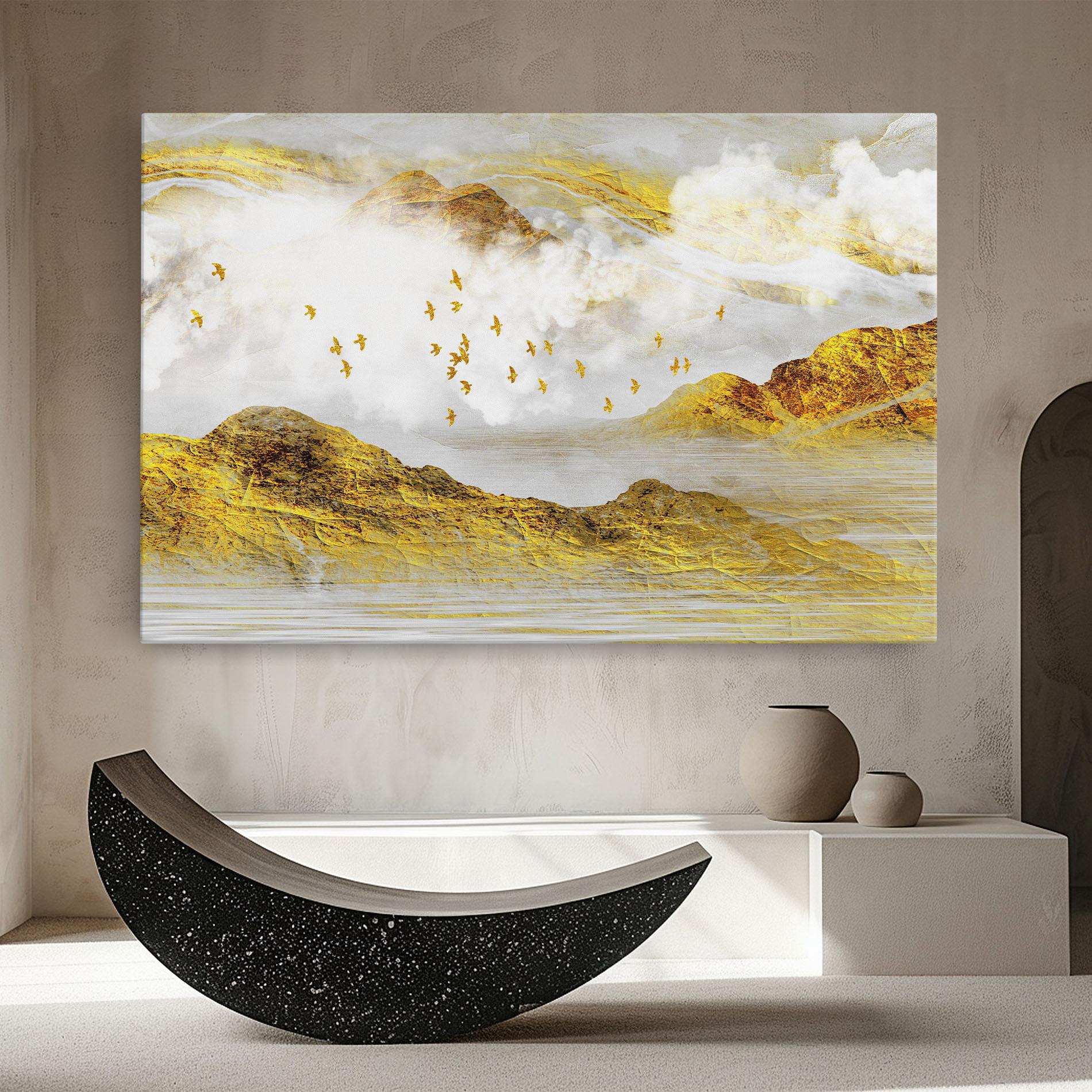 Картина на платно Gold Mountains Abstract mockup 8