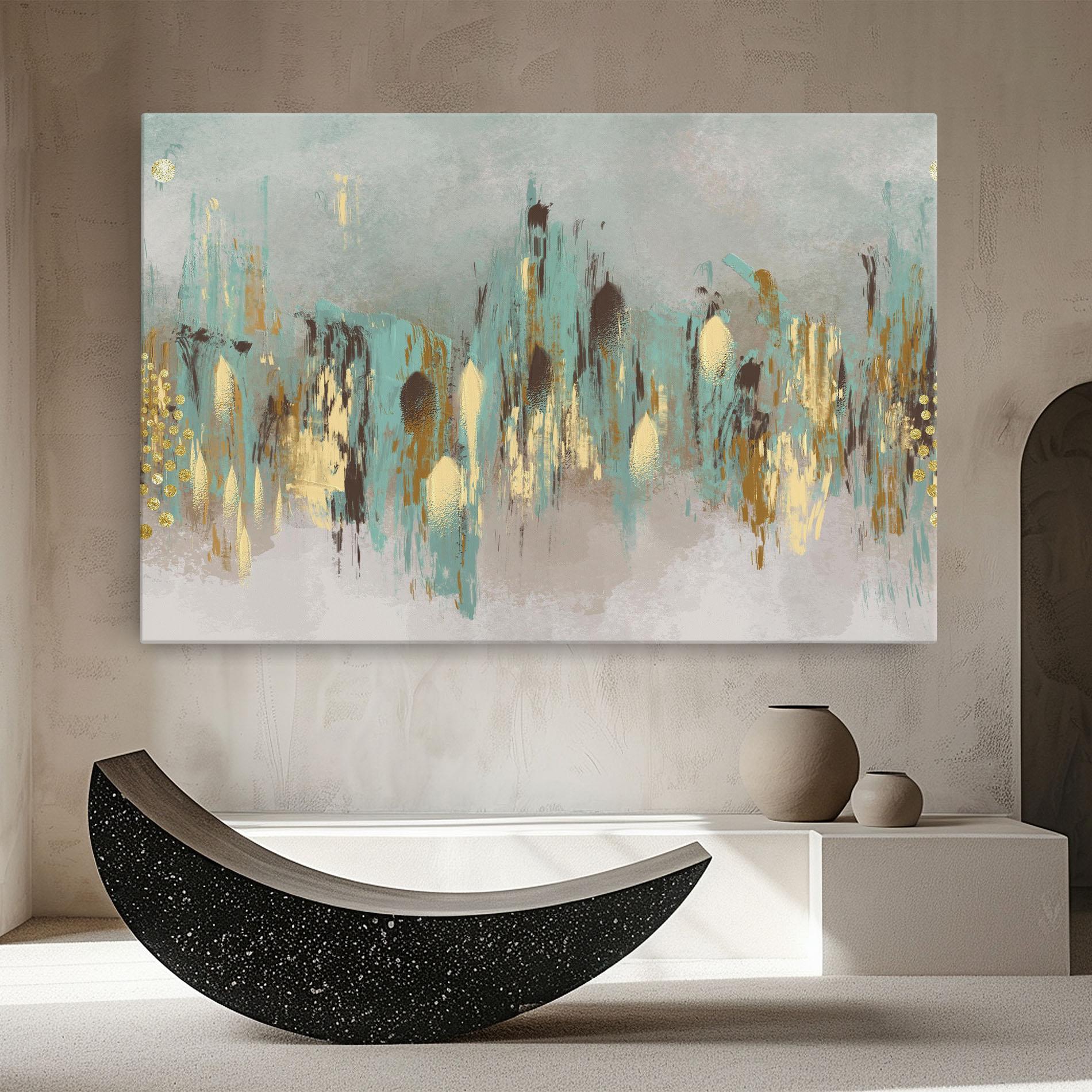 Картина на платно Gold Spiral Points mockup 8