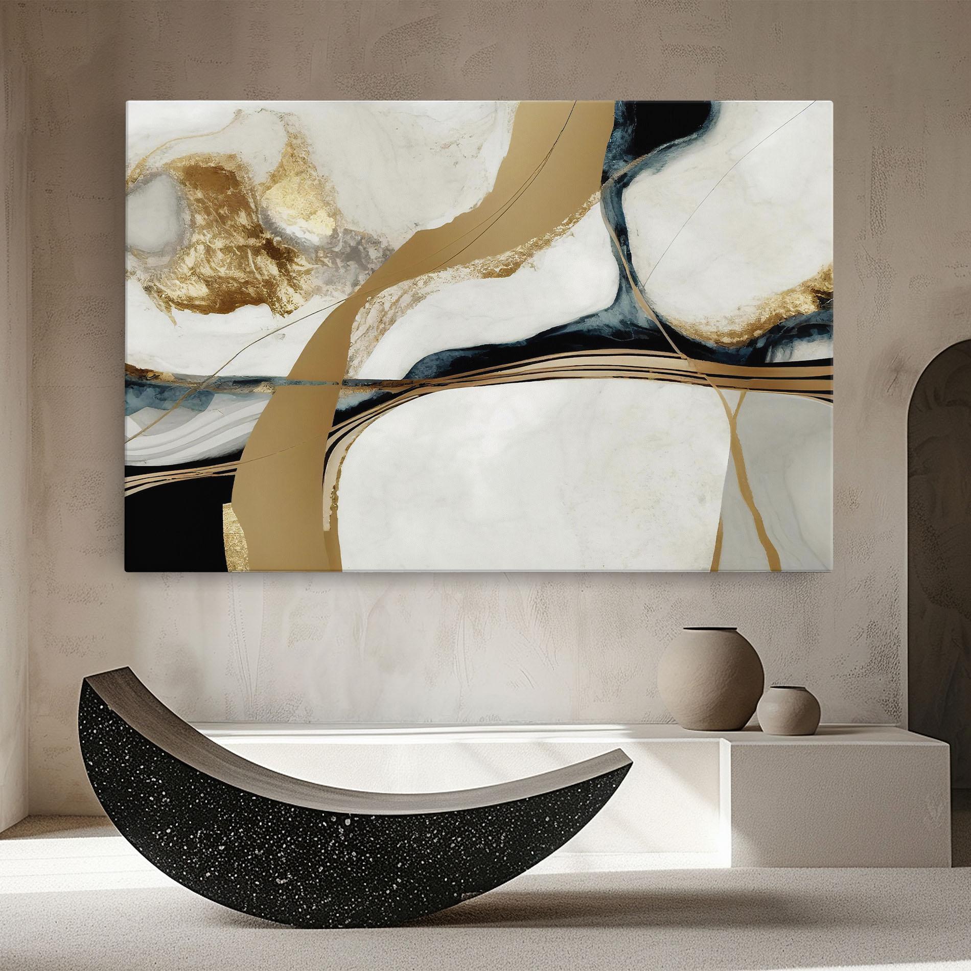 Картина на платно Golden Blue Marble mockup 8