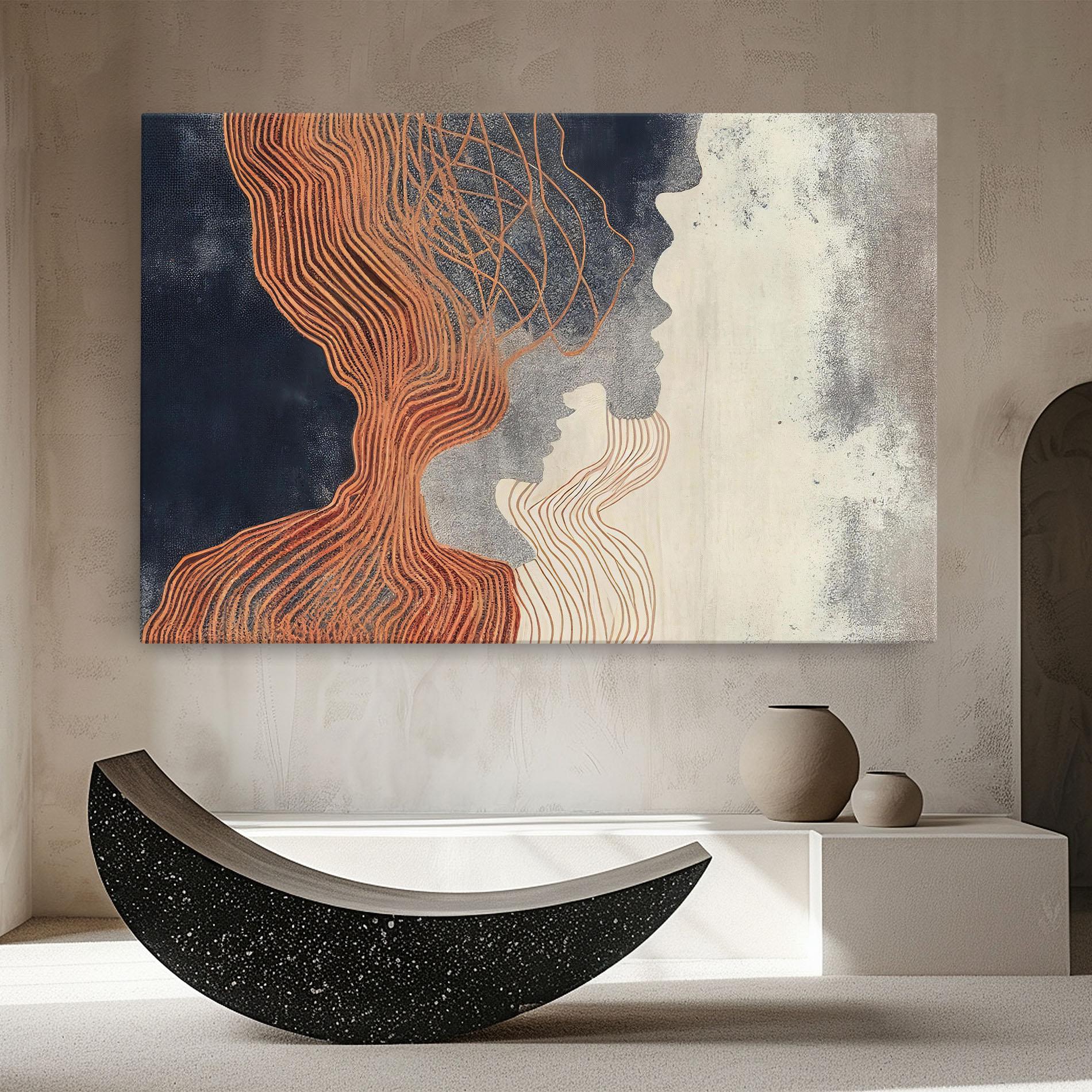 Картина на платно Orange Lines On Blue mockup 8