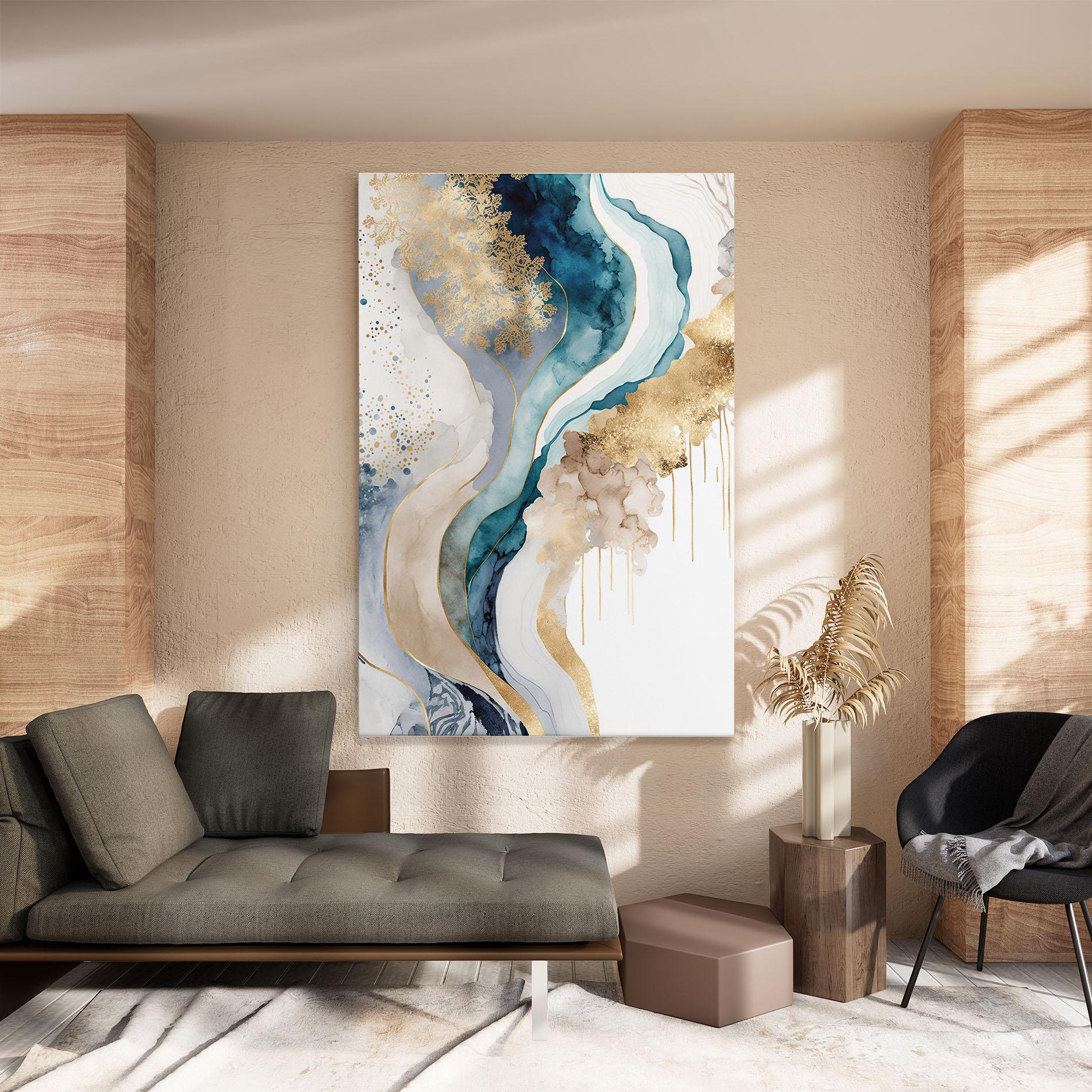 Картина на платно Light Blue Waves mockup 8