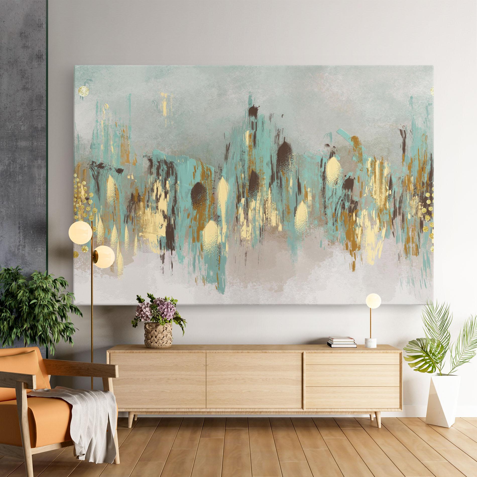 Картина на платно Gold Spiral Points mockup 9