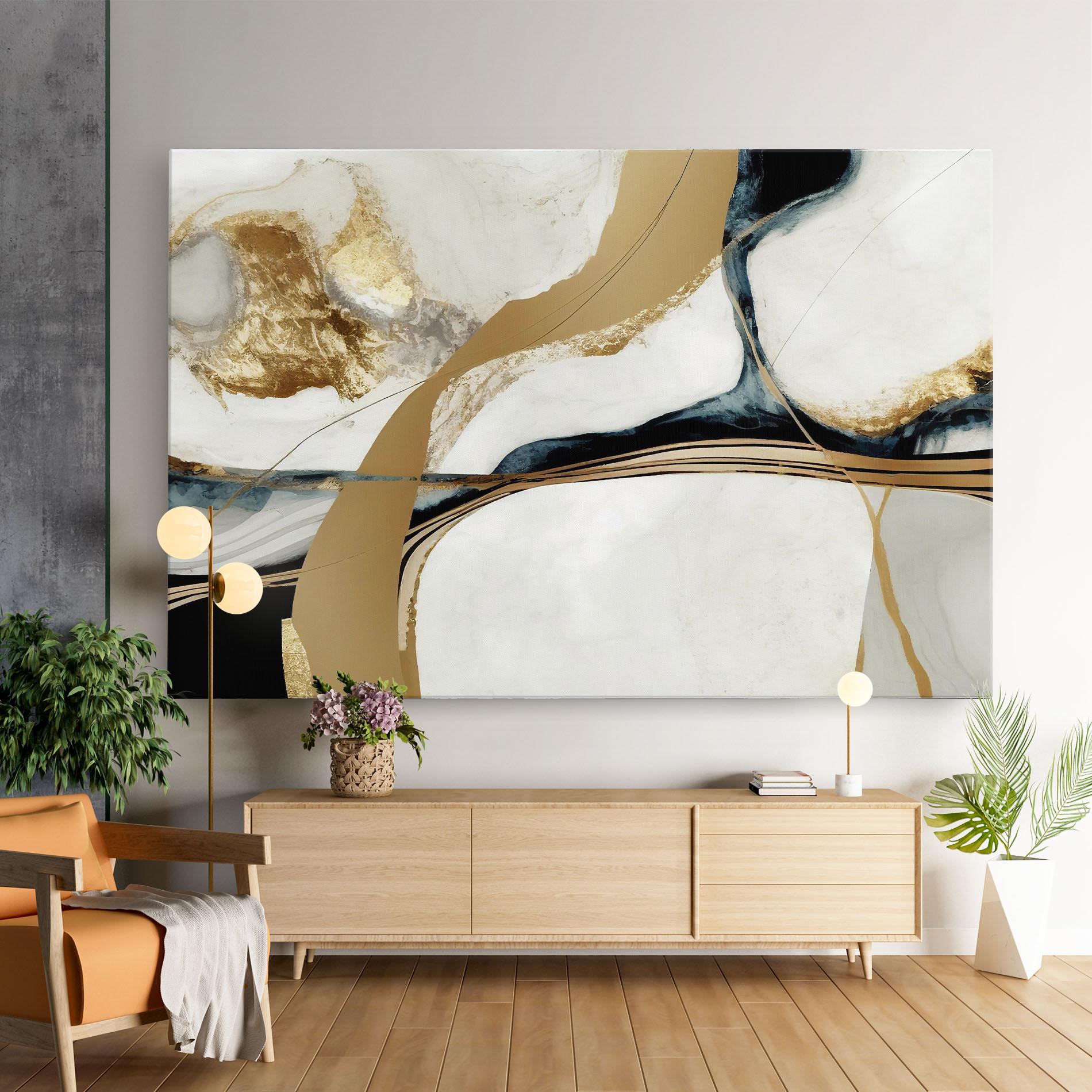 Картина на платно Golden Blue Marble mockup 9