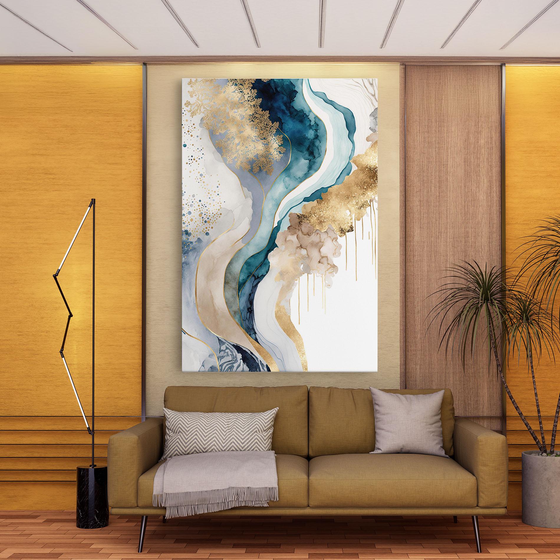 Картина на платно Light Blue Waves mockup 9