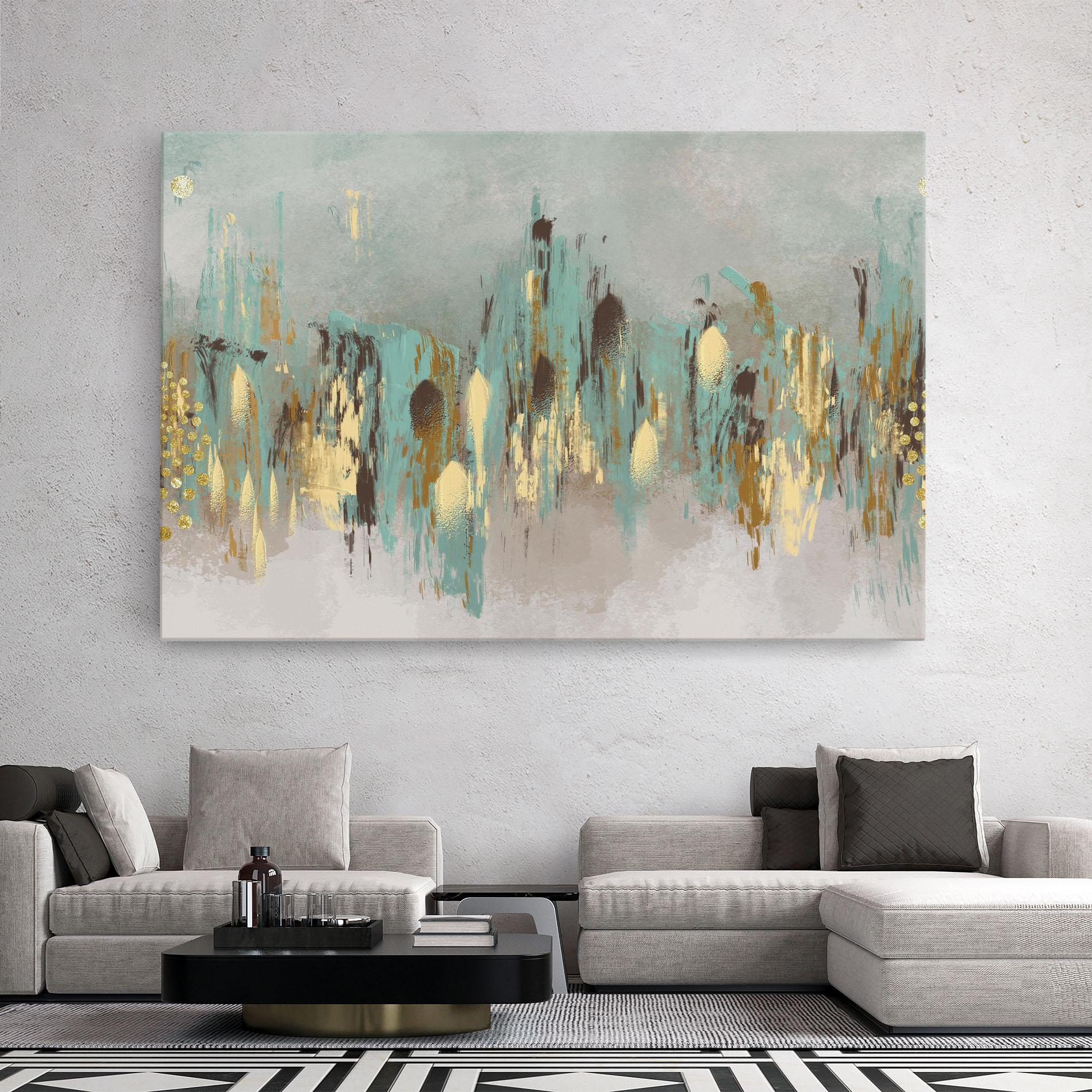 Картина на платно Gold Spiral Points mockup 2