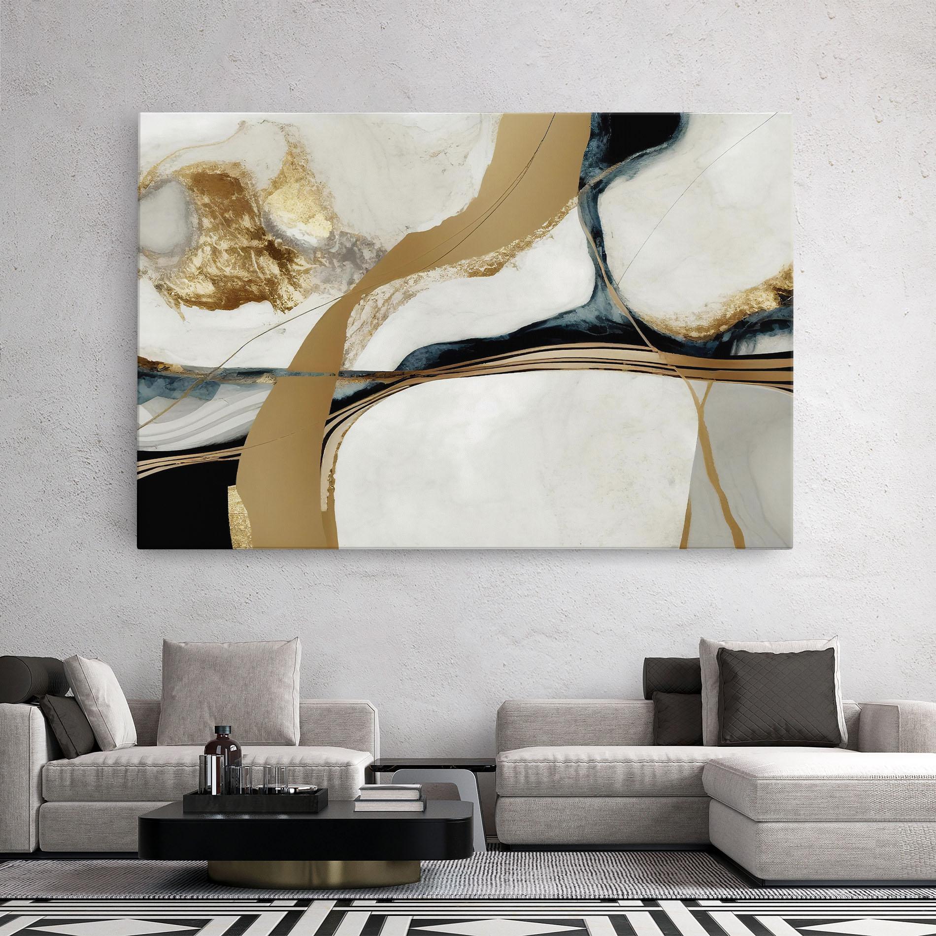 Картина на платно Golden Blue Marble mockup 2