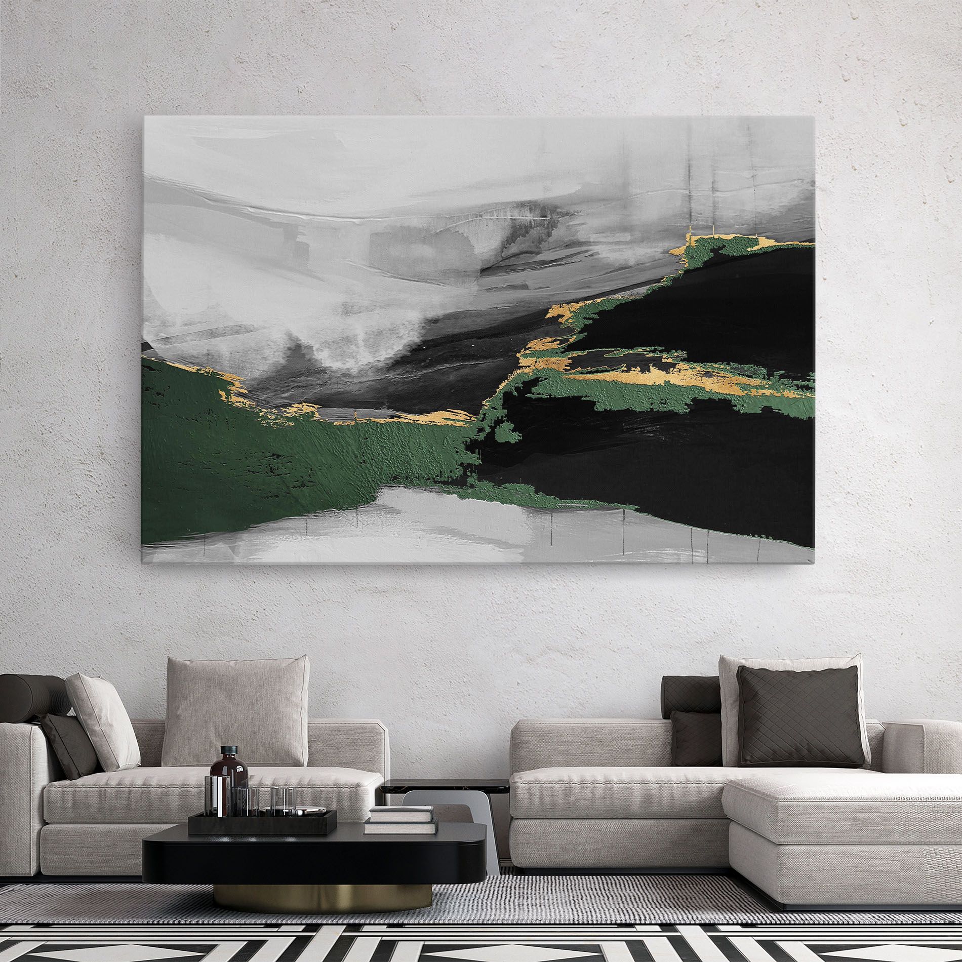 Grey With Green Painting mockup 2