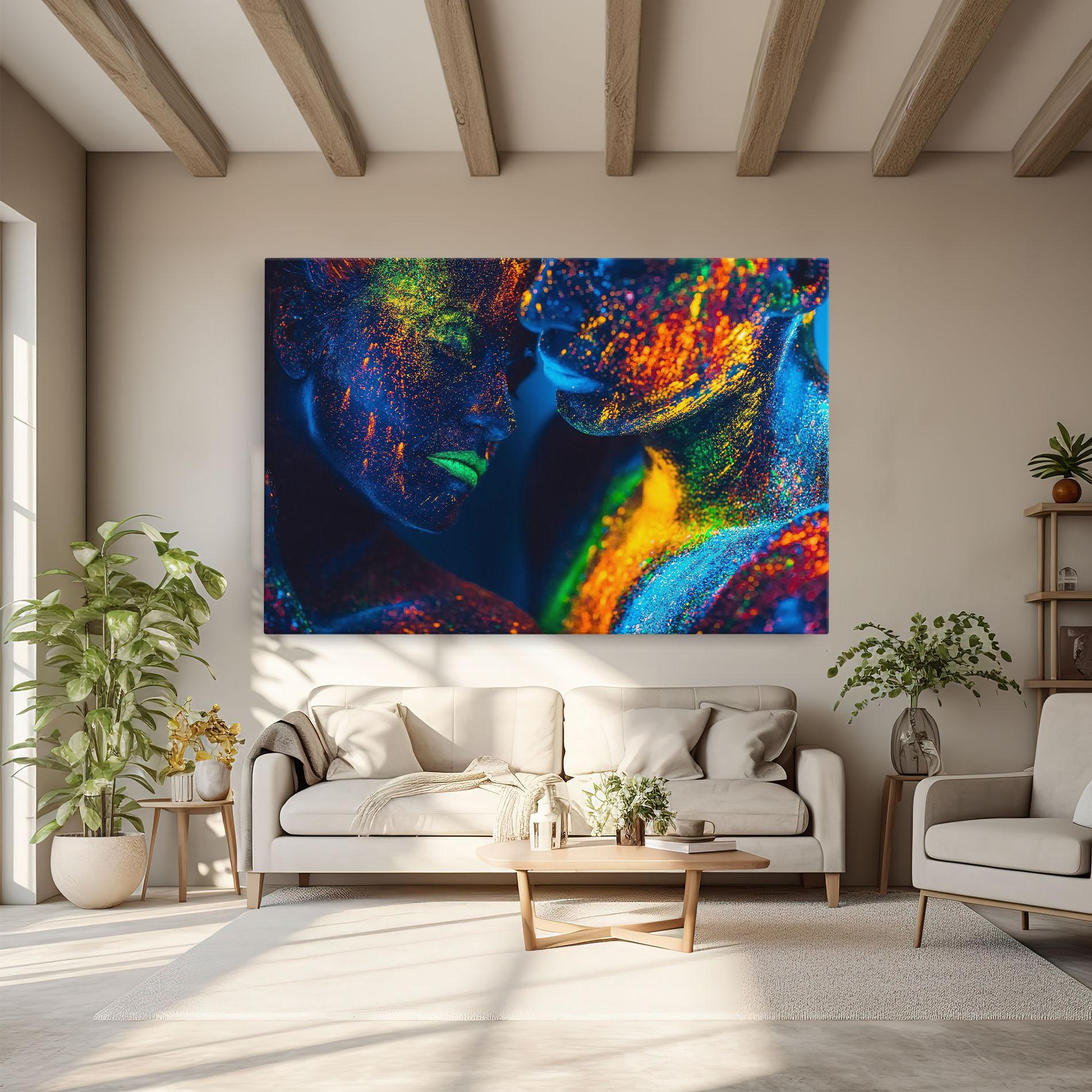 Картина на платно Fluorescent Green Lips mockup 6