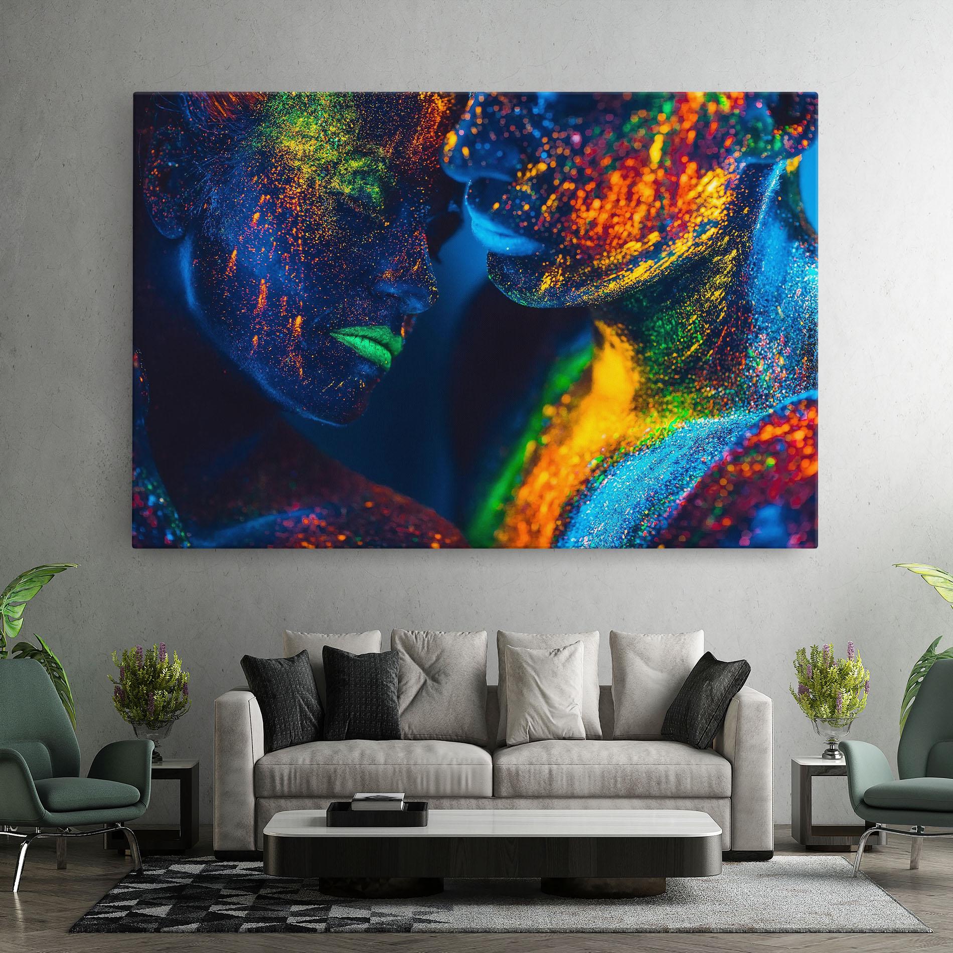 Картина на платно Fluorescent Green Lips mockup 7