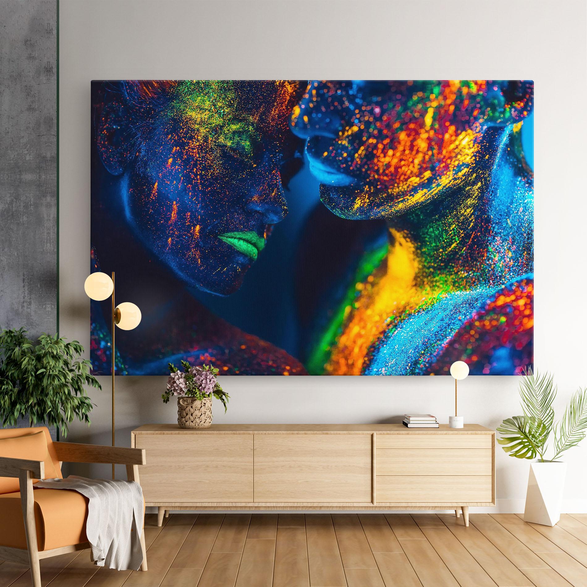 Картина на платно Fluorescent Green Lips mockup 9