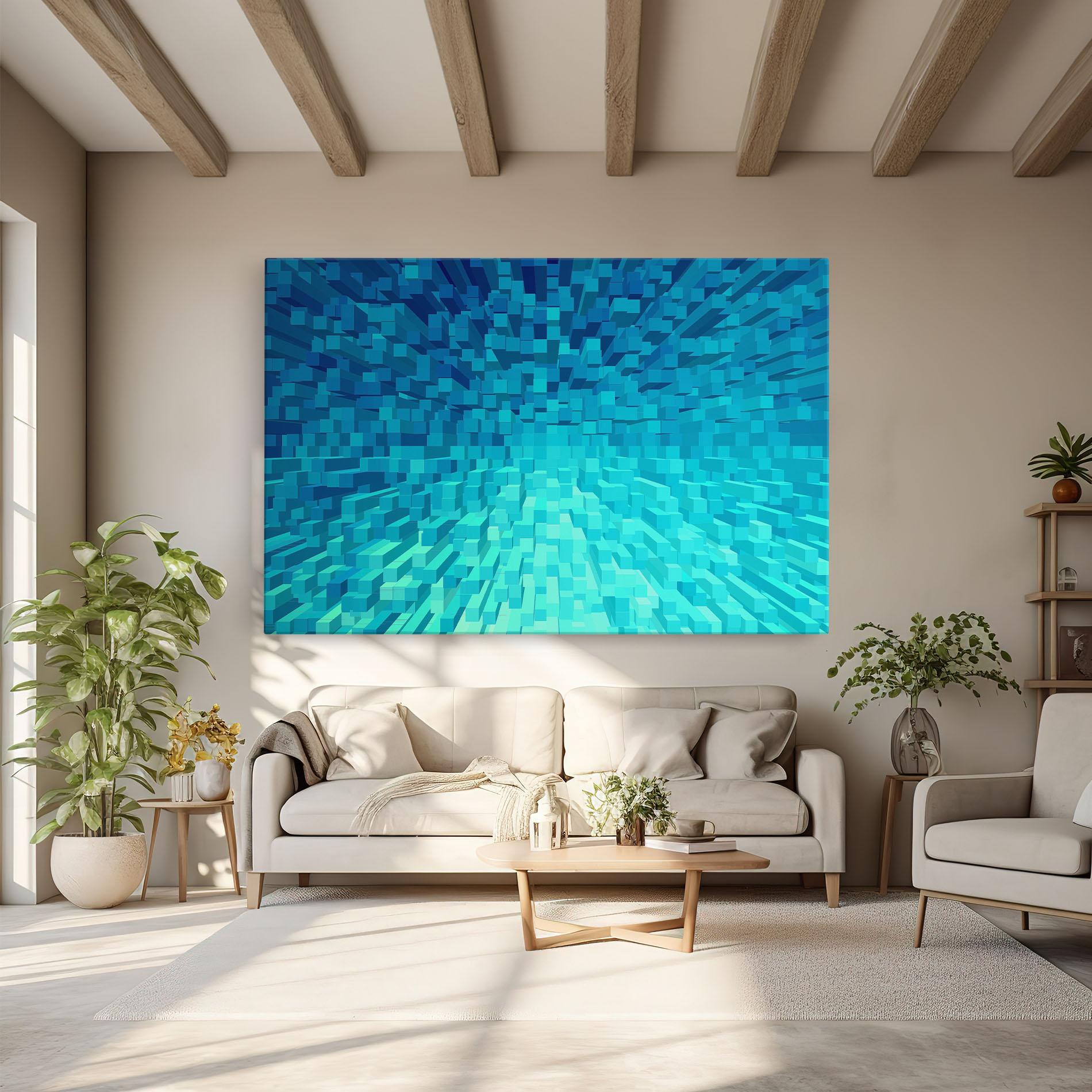 Картина на платно Blue Square Mix mockup 6