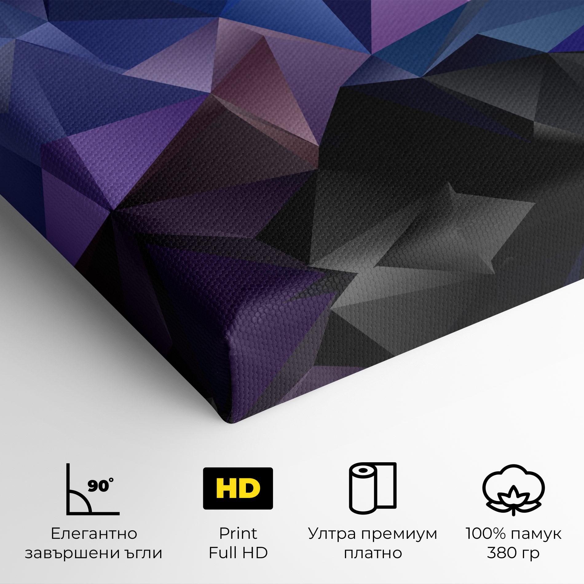 Картина на платно Black Purple Triangle mockup 4