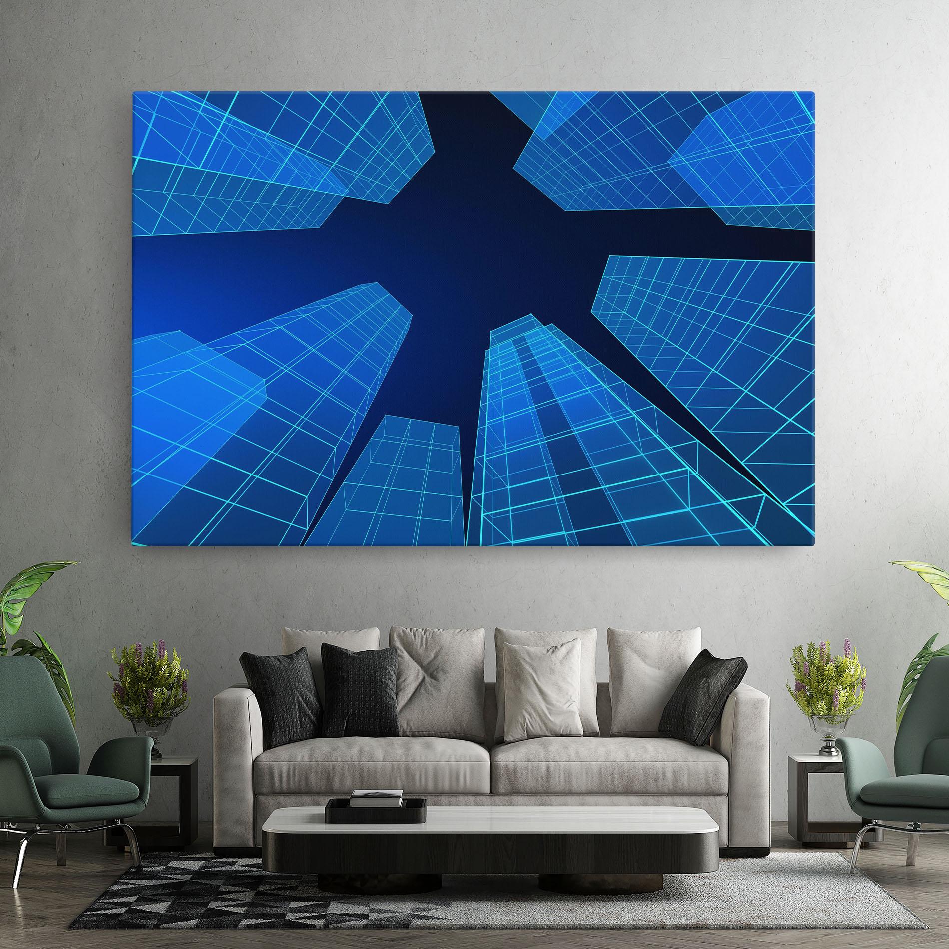 Картина на платно Blue Buildings mockup 7