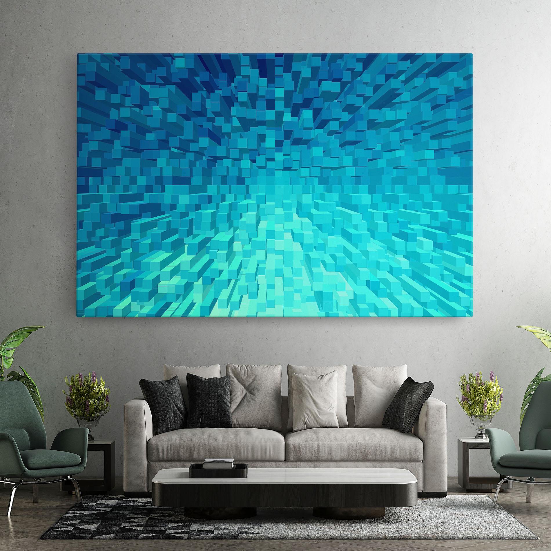 Картина на платно Blue Square Mix mockup 7