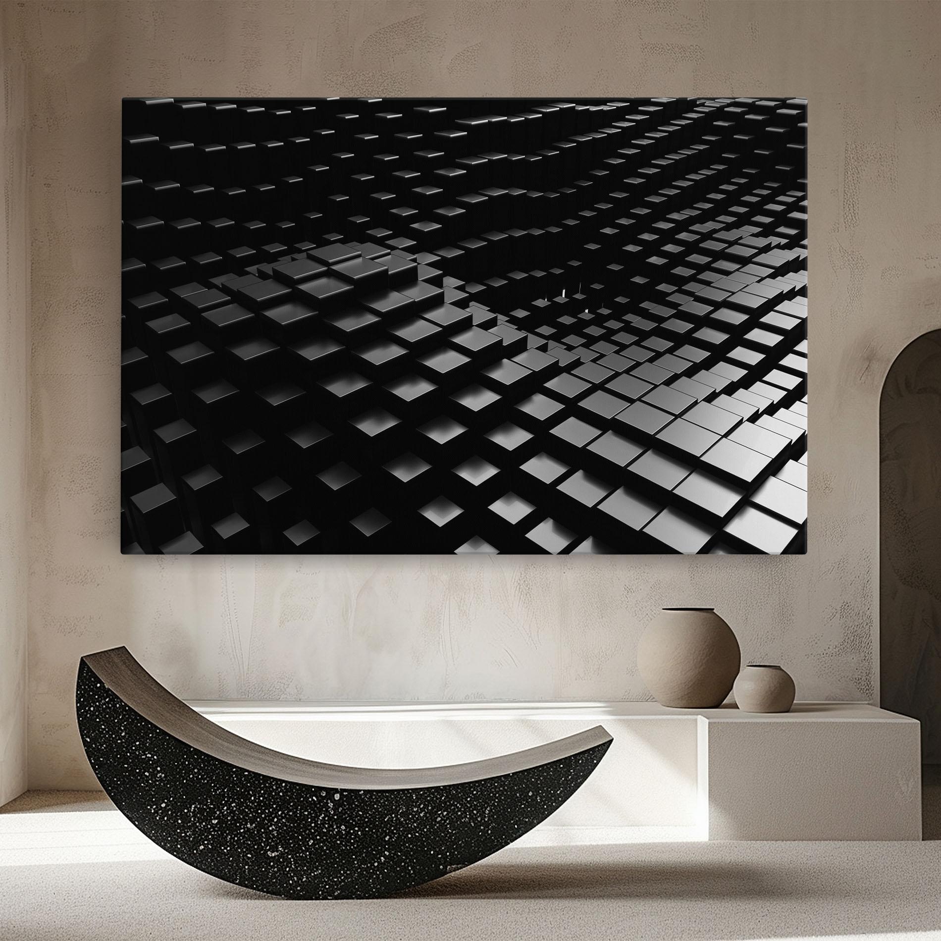 Картина на платно Black Square Wave mockup 8