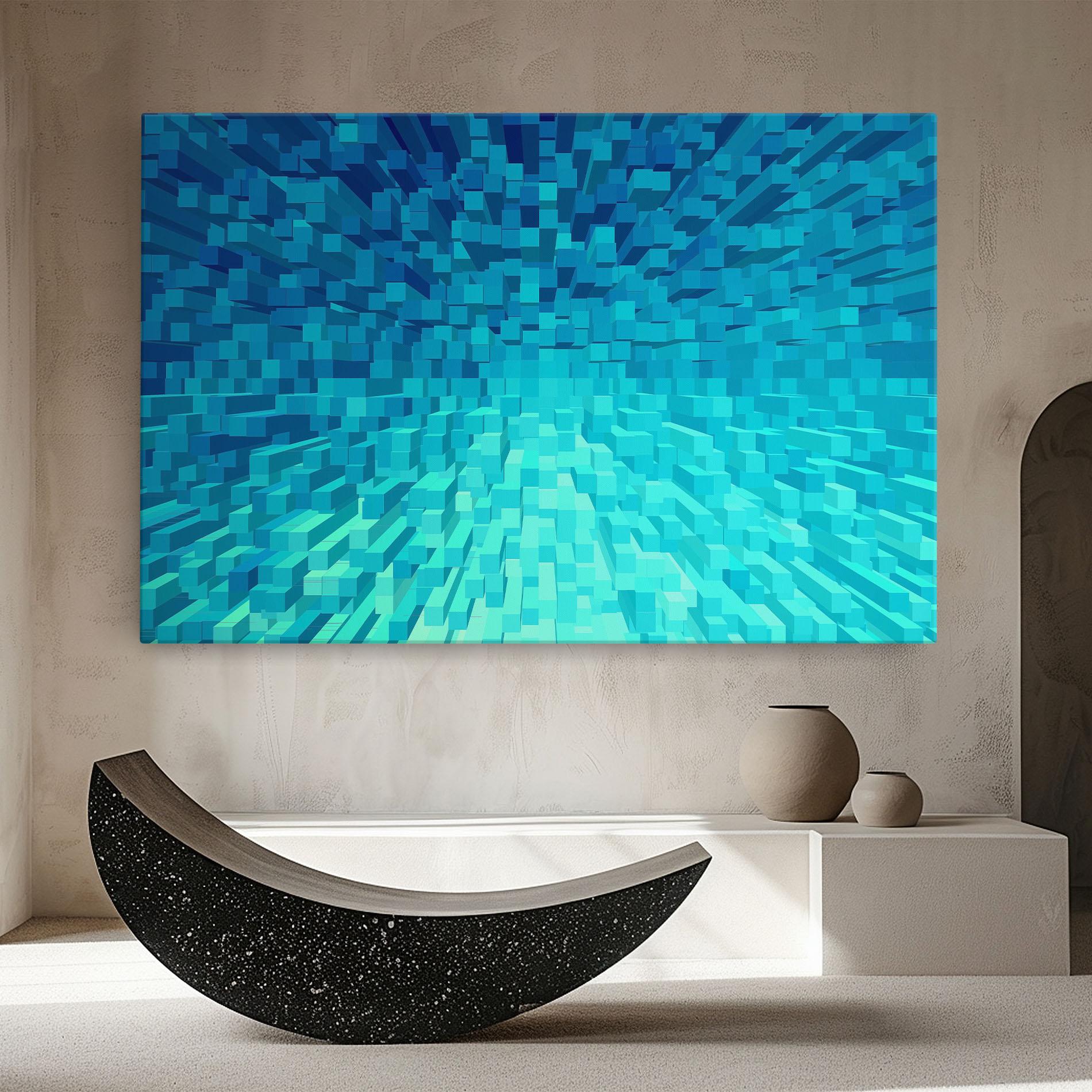 Картина на платно Blue Square Mix mockup 8