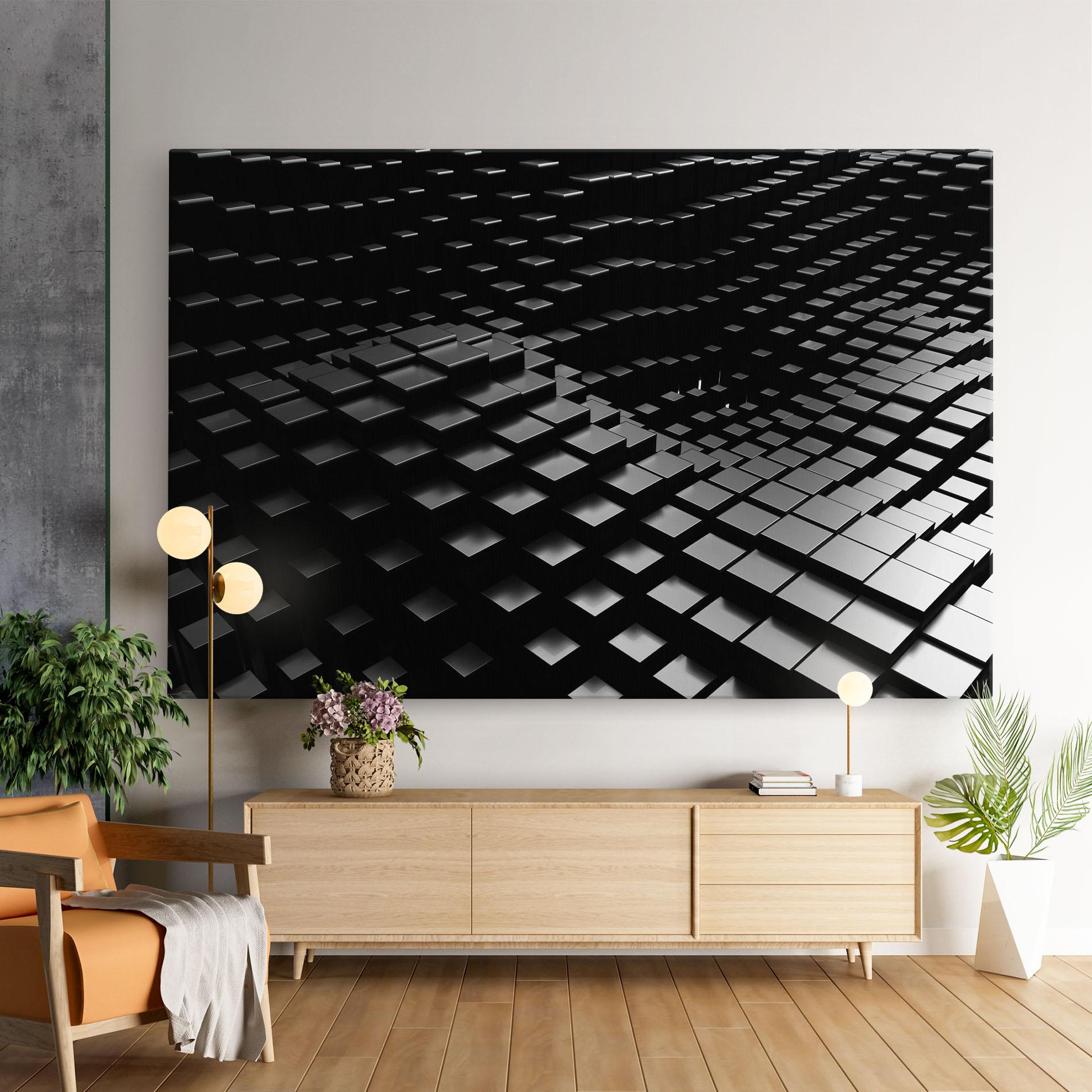 Картина на платно Black Square Wave mockup 9