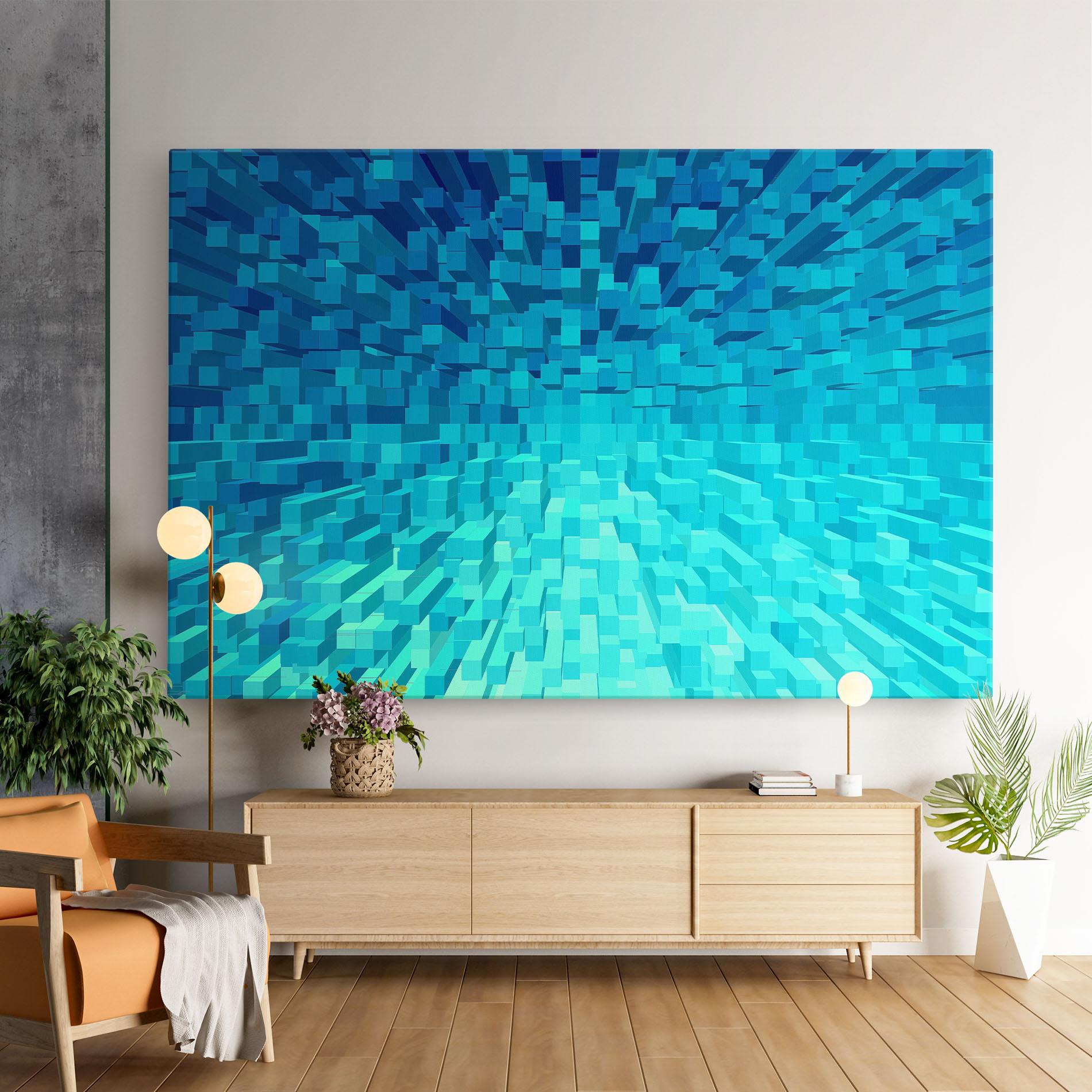 Картина на платно Blue Square Mix mockup 9