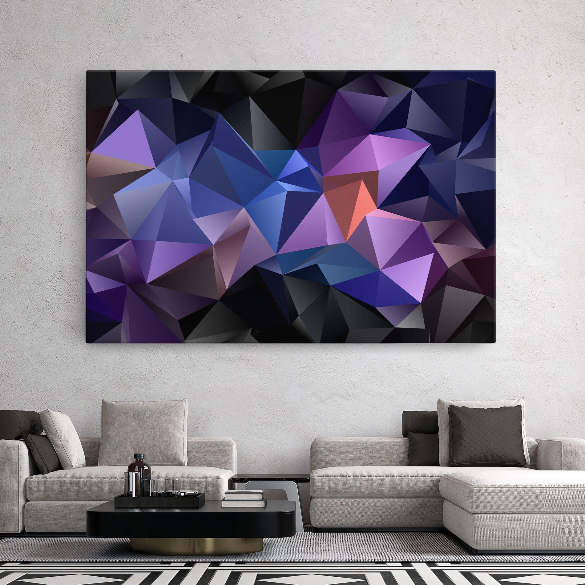 Картина на платно Black Purple Triangle mockup 2