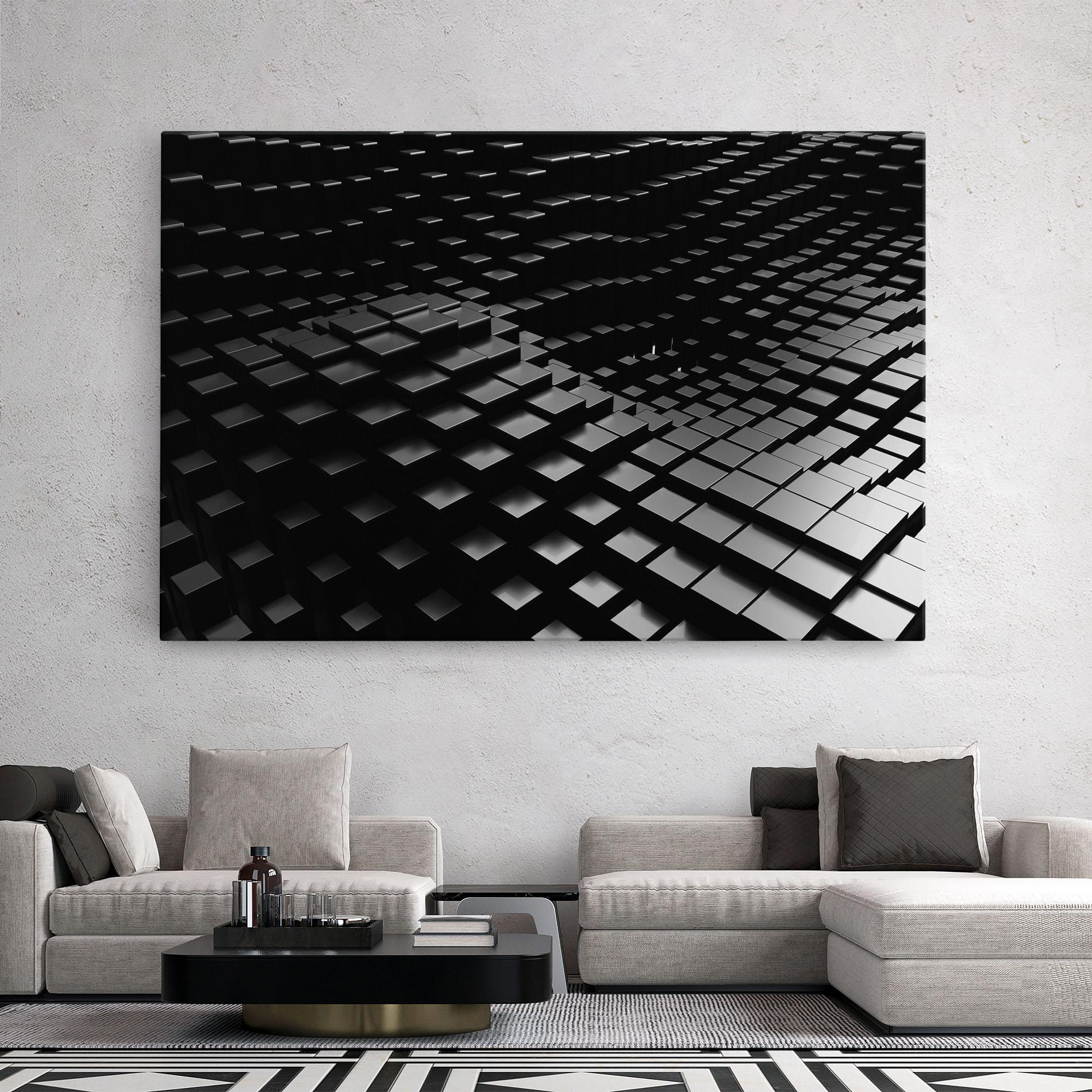 Картина на платно Black Square Wave mockup 2