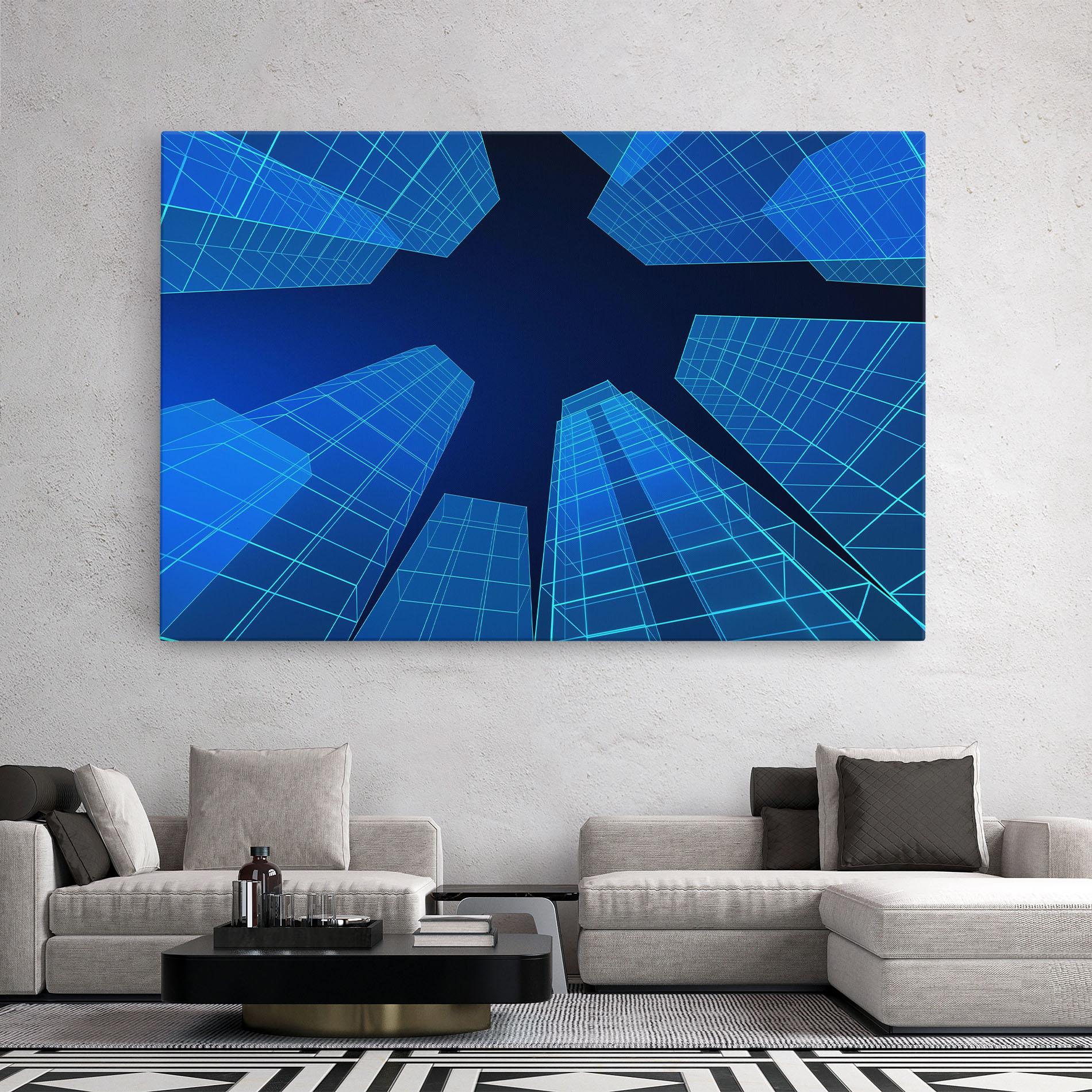 Картина на платно Blue Buildings mockup 2