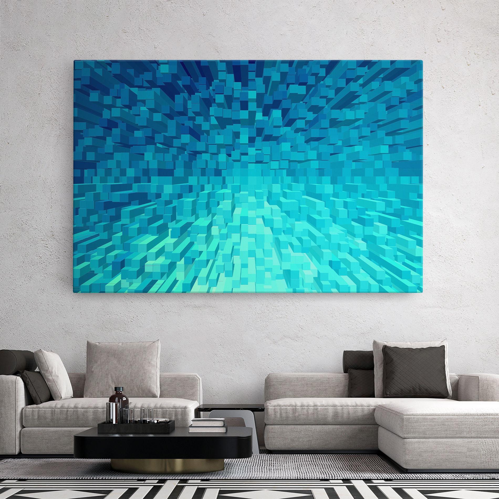 Картина на платно Blue Square Mix mockup 2