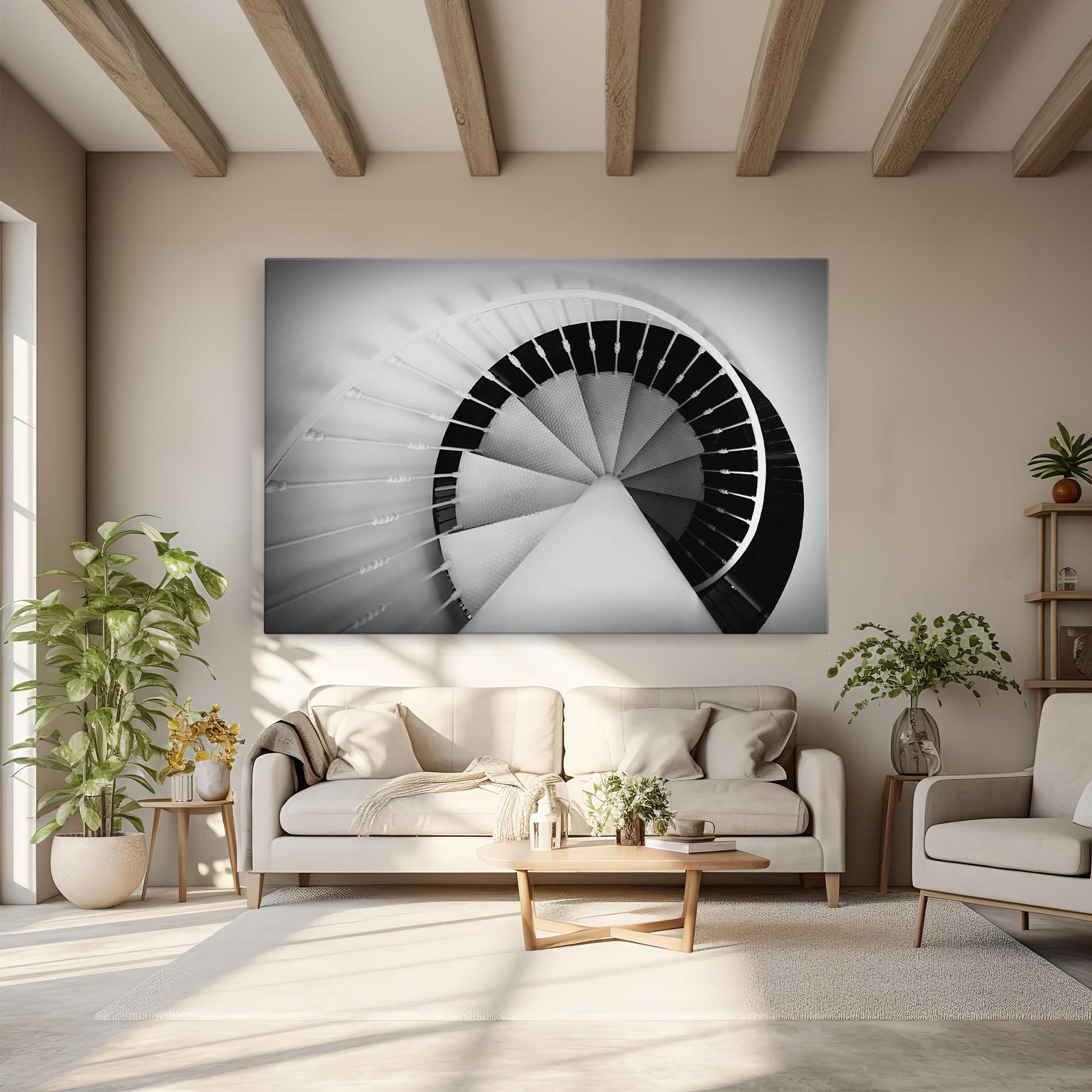 Картина на платно Black Circle Stairs mockup 6