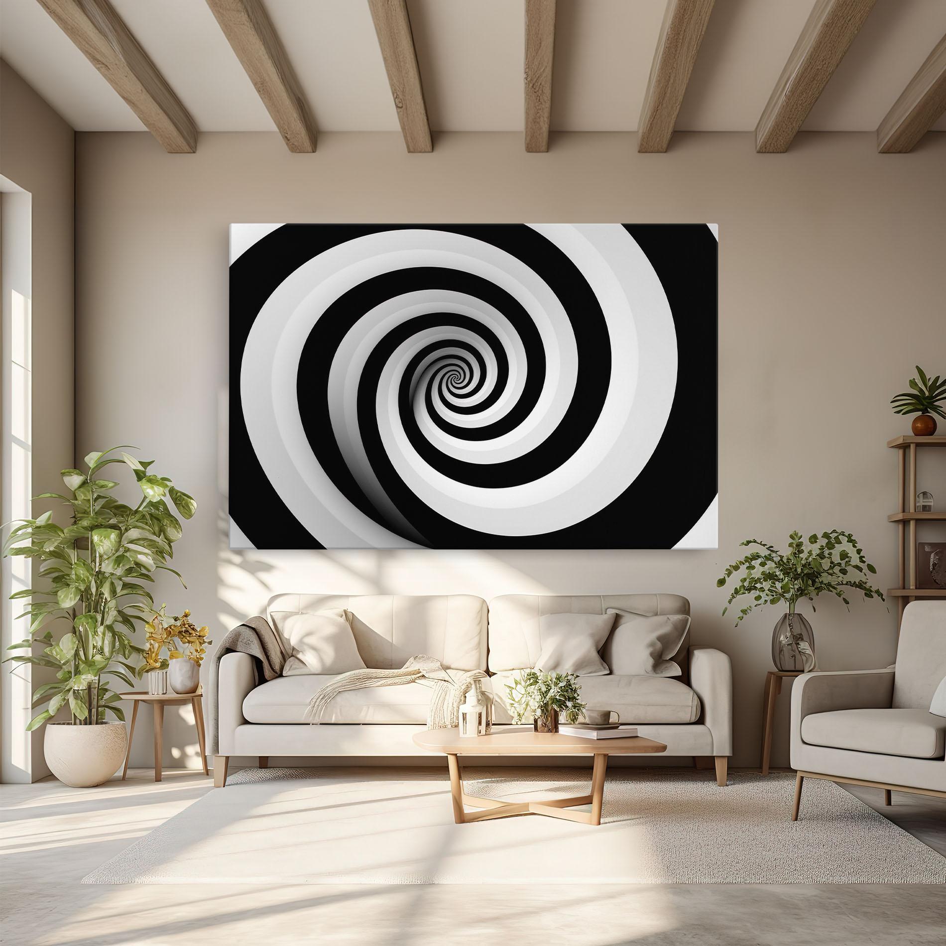 Картина на платно Black White Spiral mockup 6