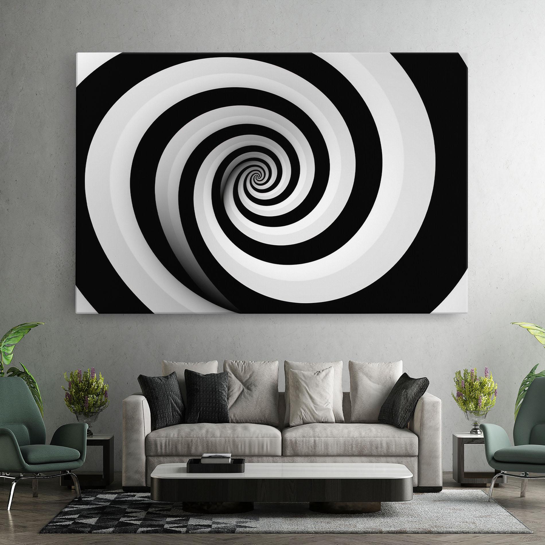 Картина на платно Black White Spiral mockup 7