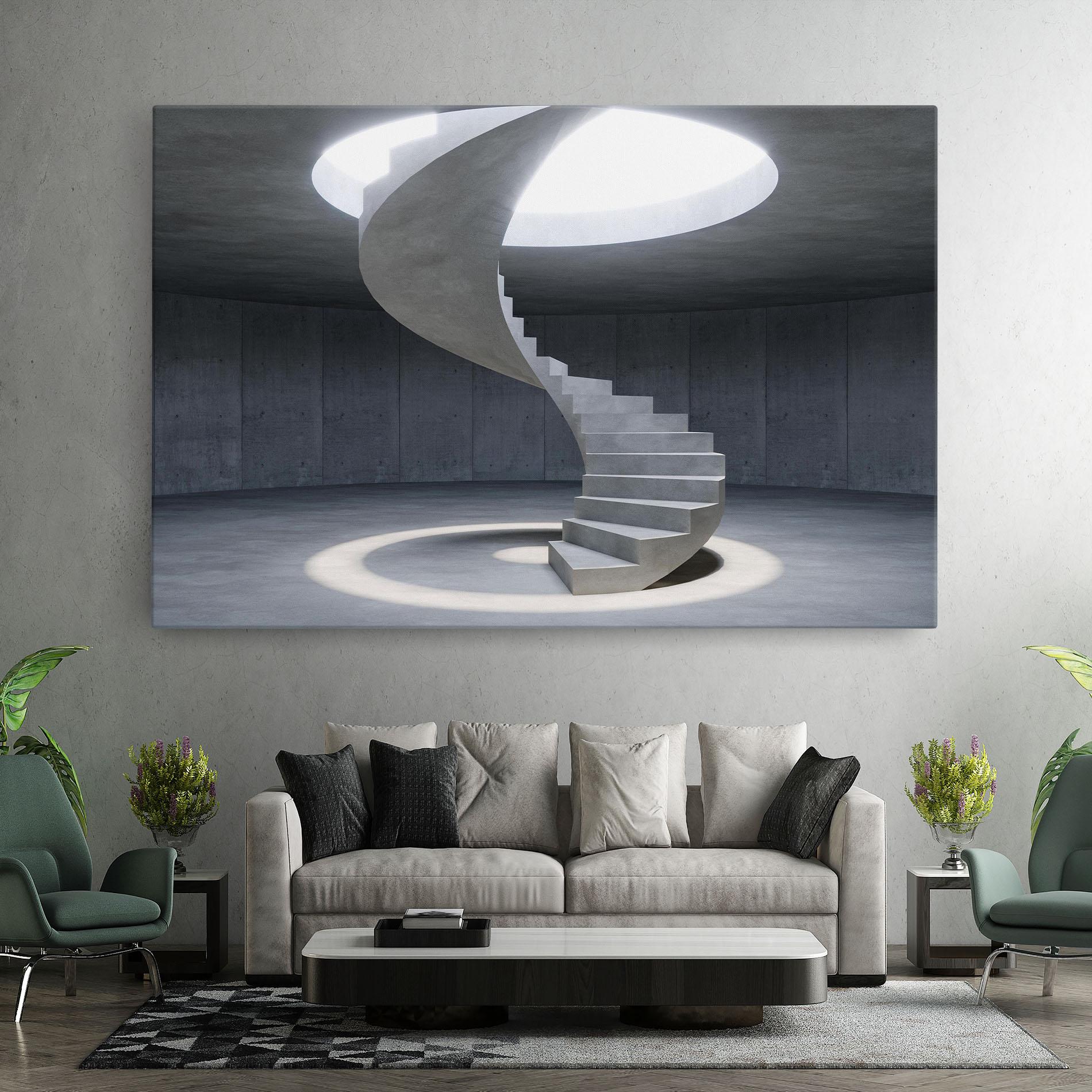 Картина на платно Spiral White Staircase mockup 7