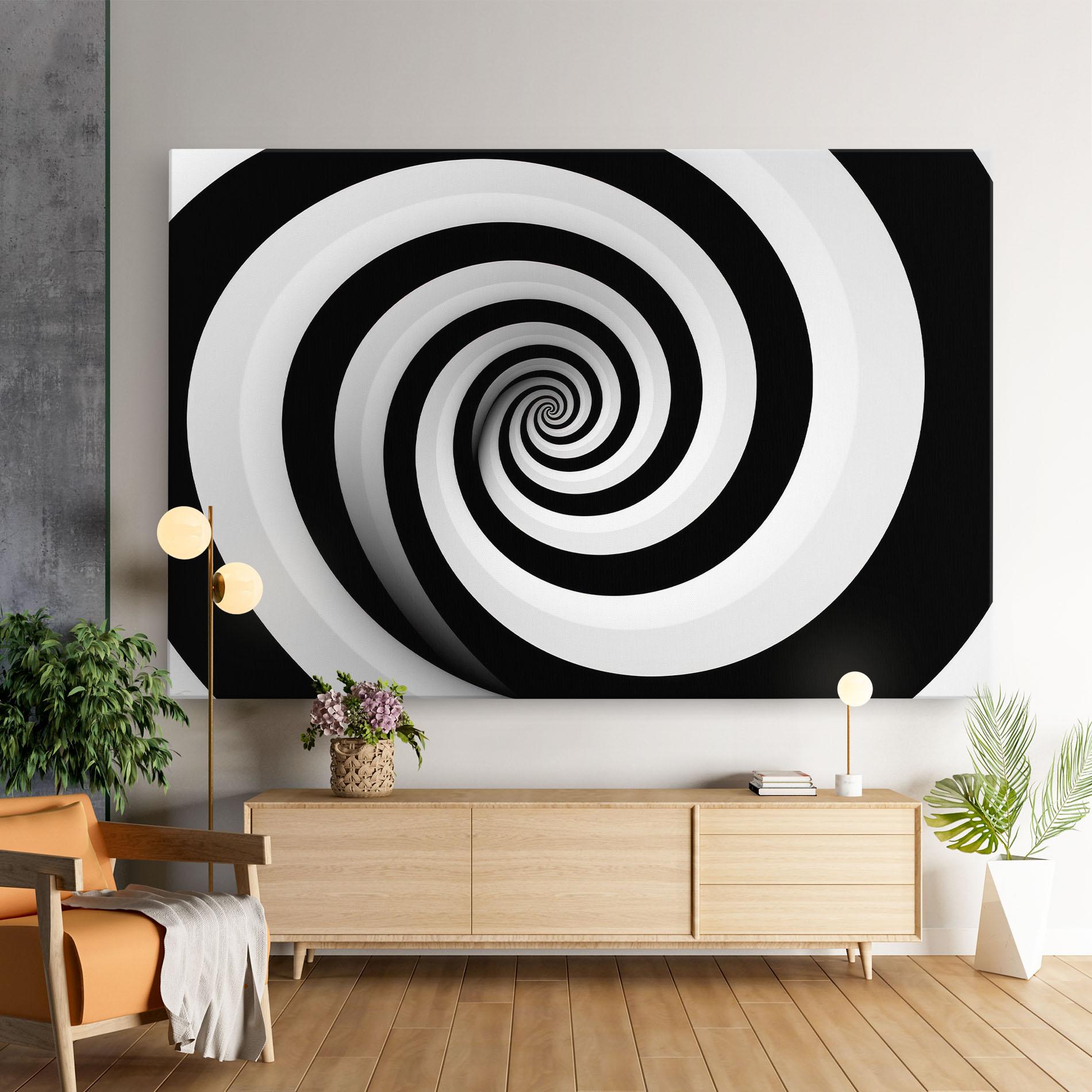 Картина на платно Black White Spiral mockup 9