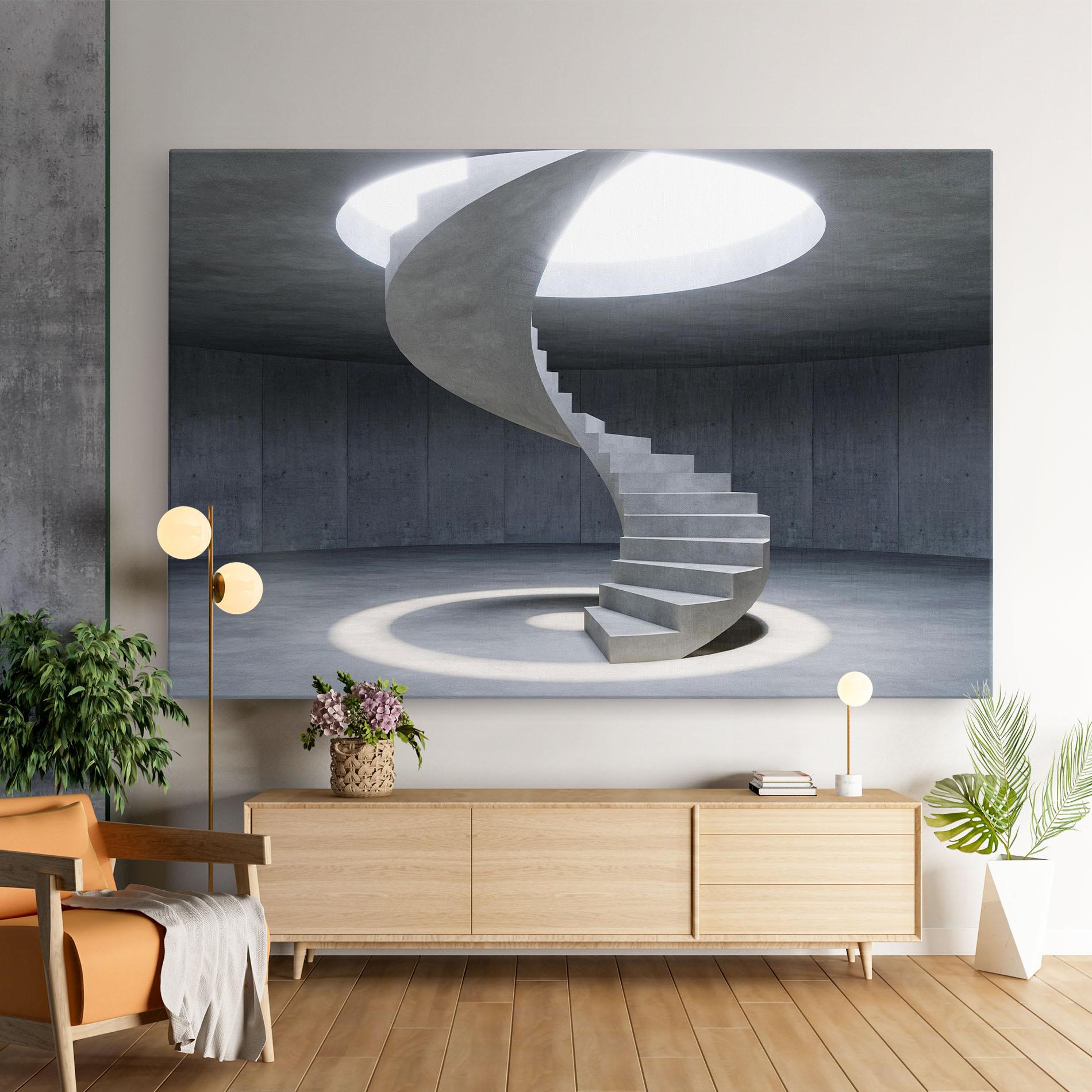 Картина на платно Spiral White Staircase mockup 9