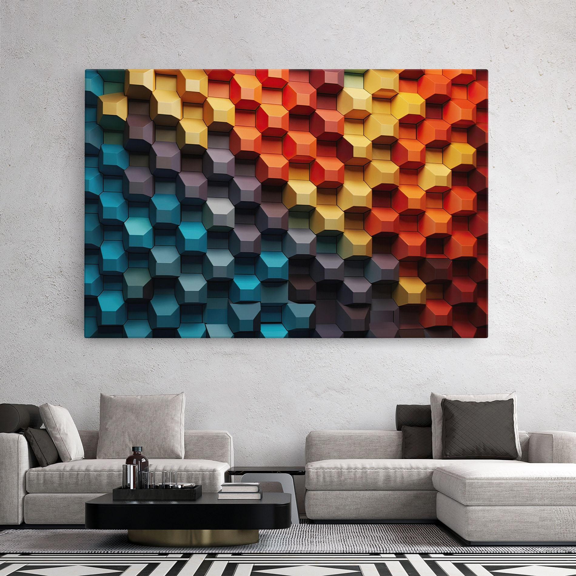 Картина на платно 3d Sqare Mix mockup 2