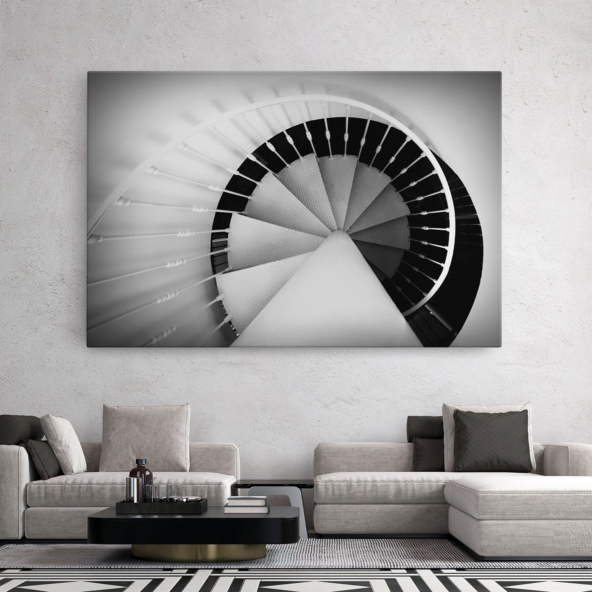 Картина на платно Black Circle Stairs mockup 2