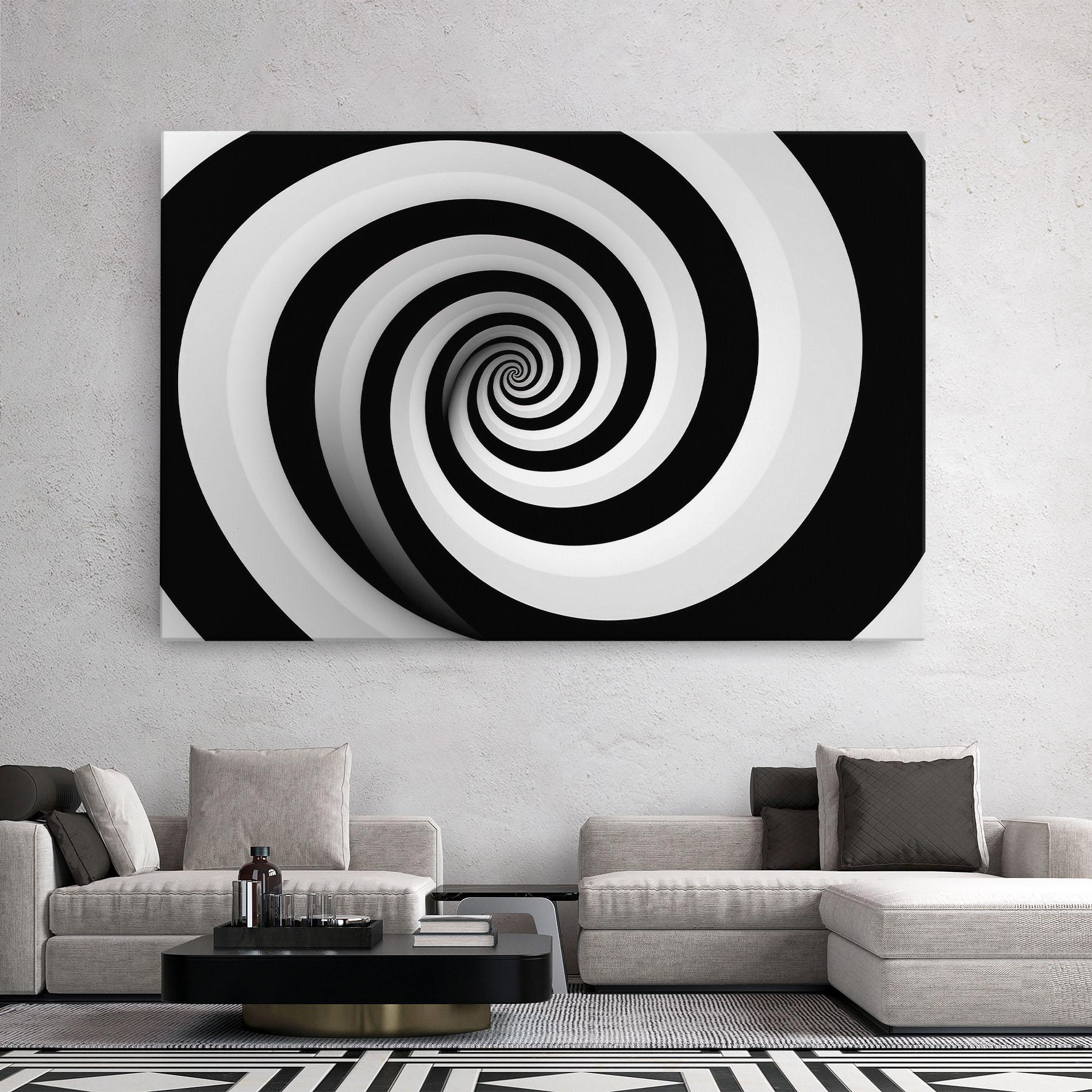 Картина на платно Black White Spiral mockup 2