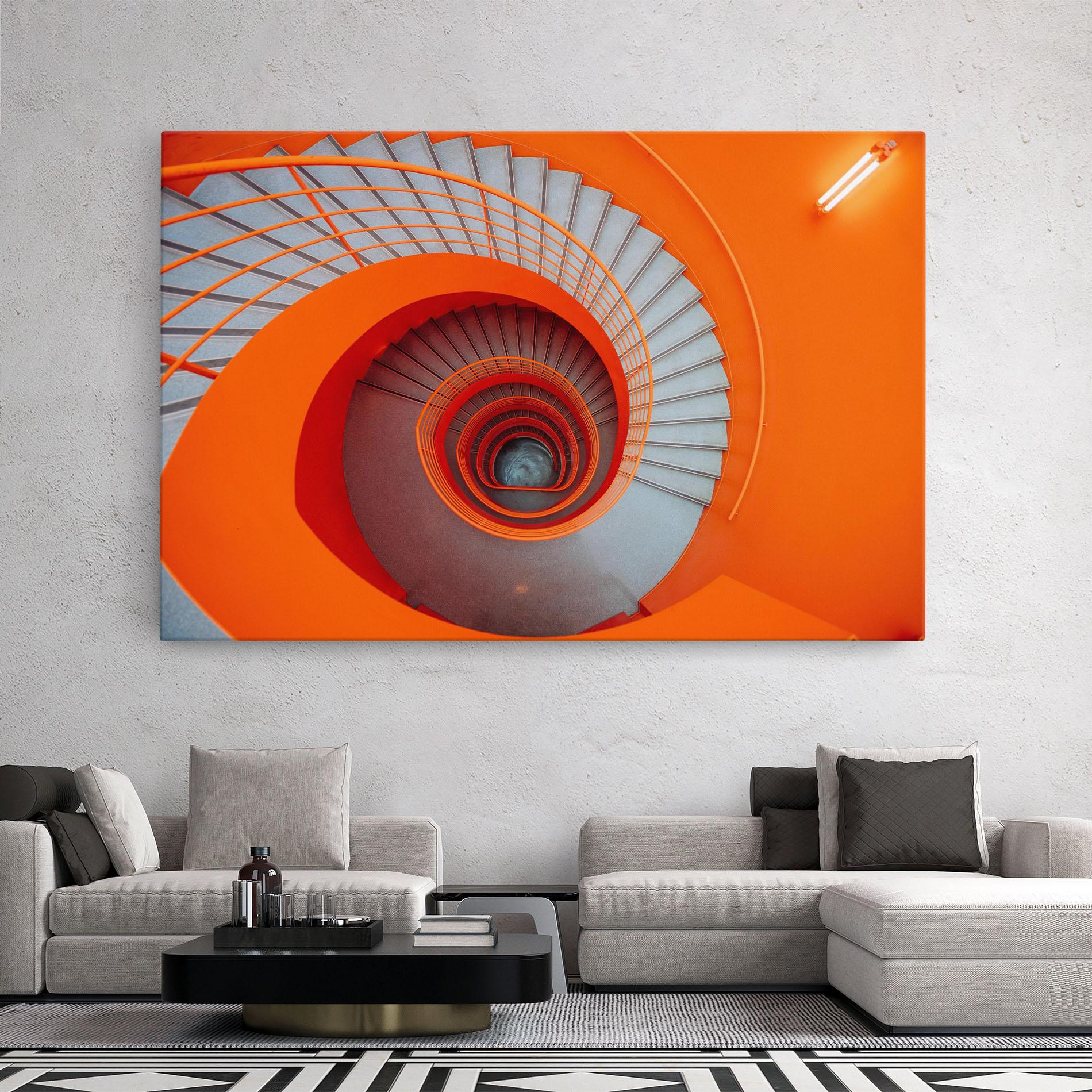 Картина на платно Grey Orange Stairs mockup 2