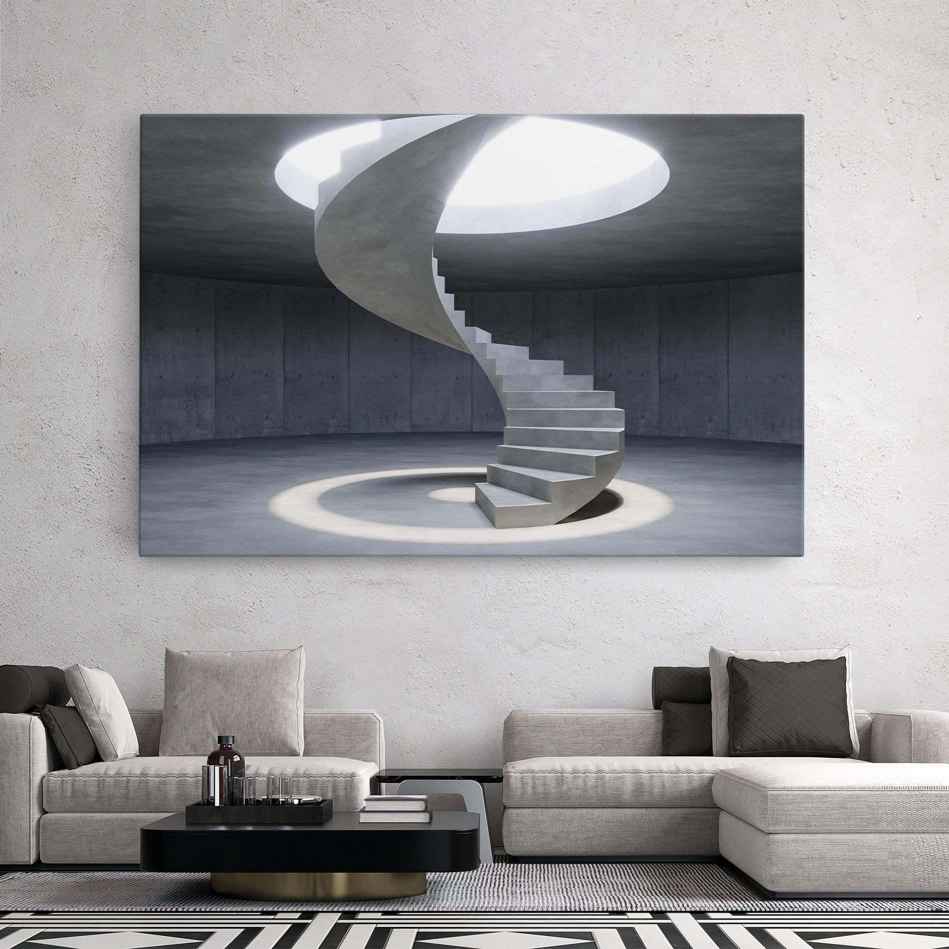 Картина на платно Spiral White Staircase mockup 2
