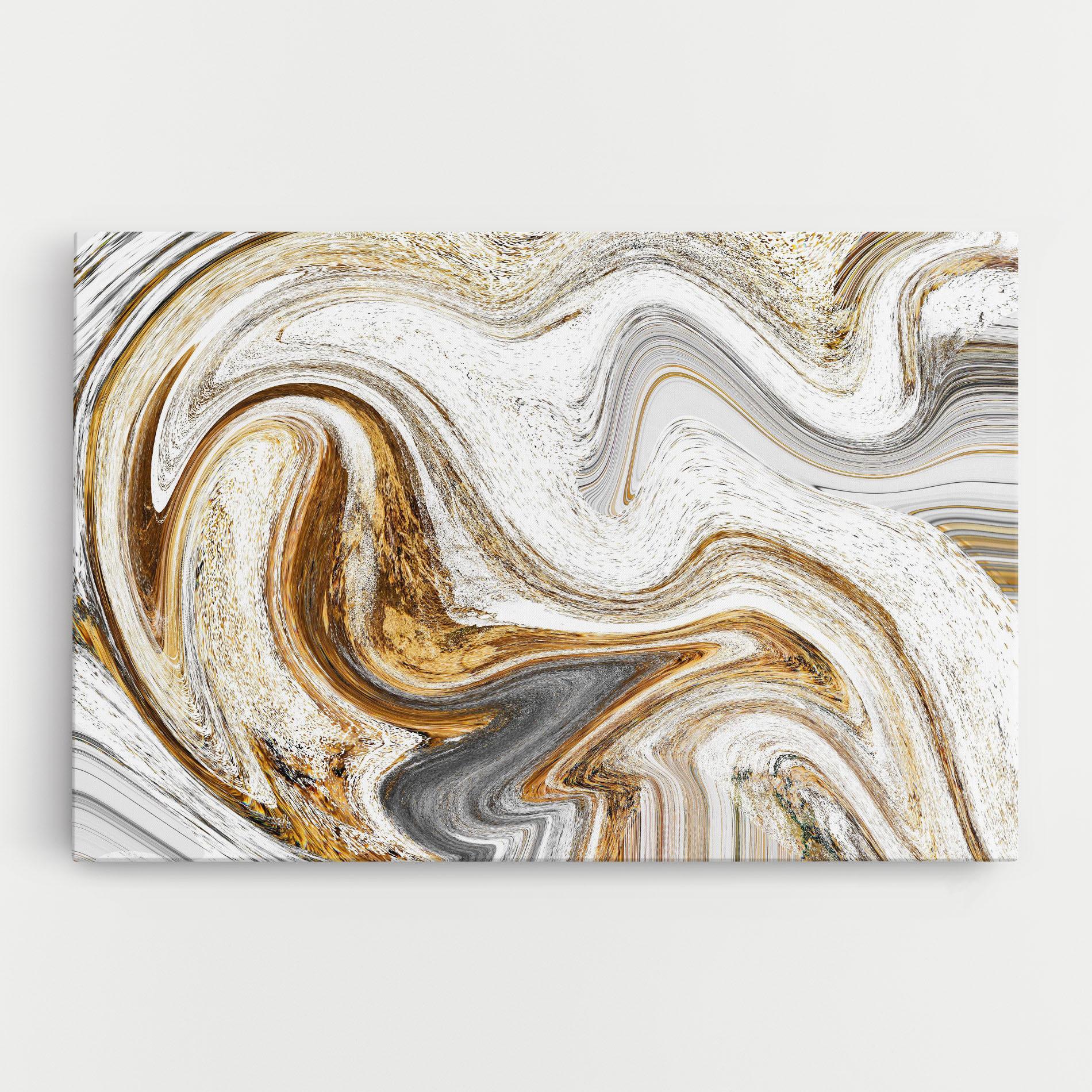 Картина на платно Gold White Liquid mockup 0