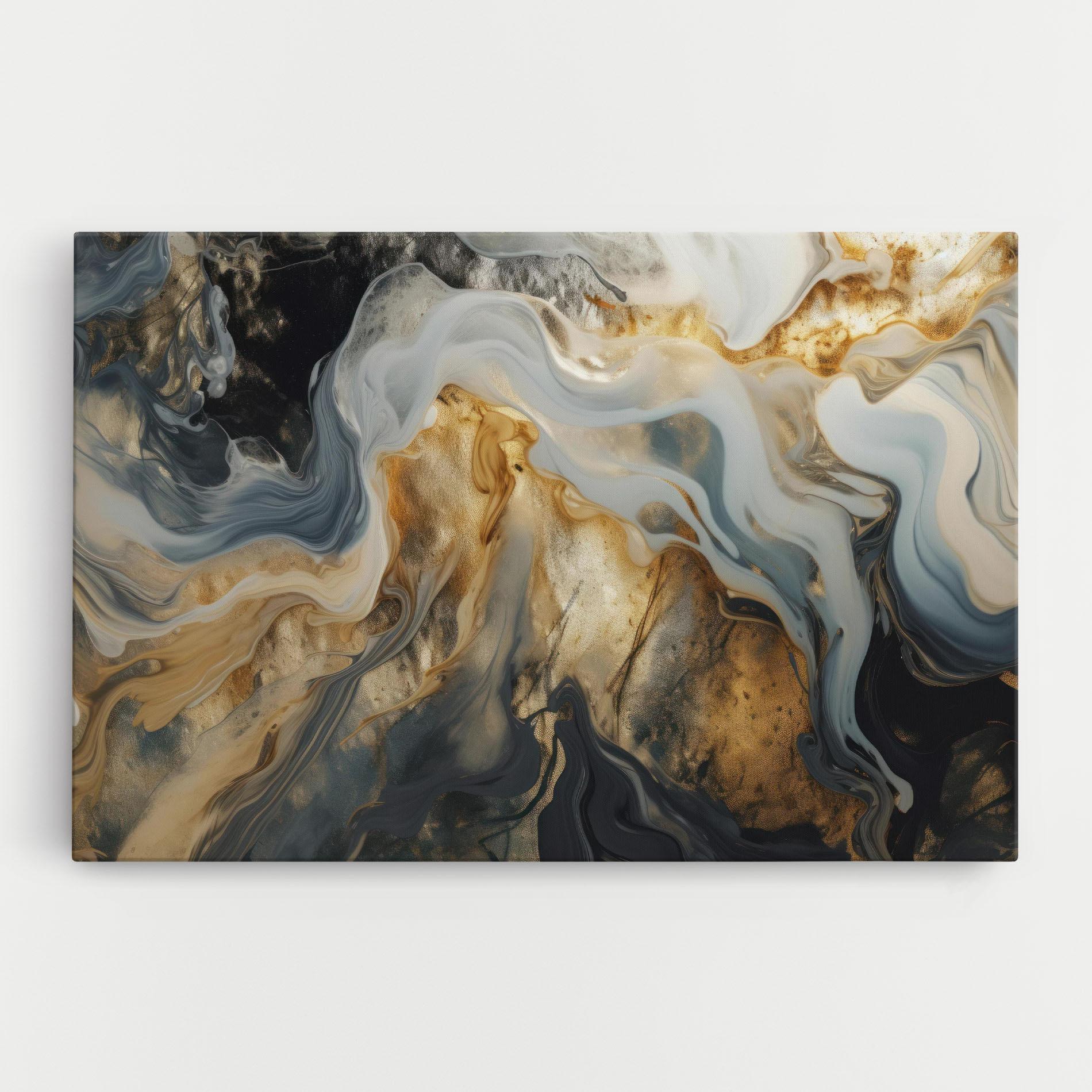 Картина на платно Grey Gold Liquid Marble mockup 0