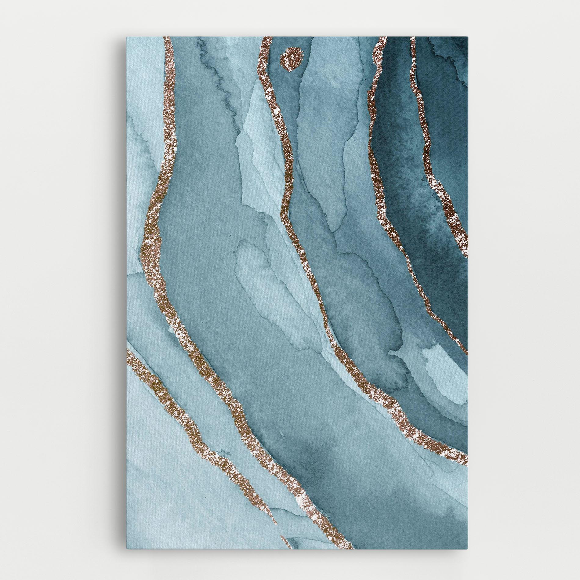 Картина на платно Blue Golden Glitter mockup 0