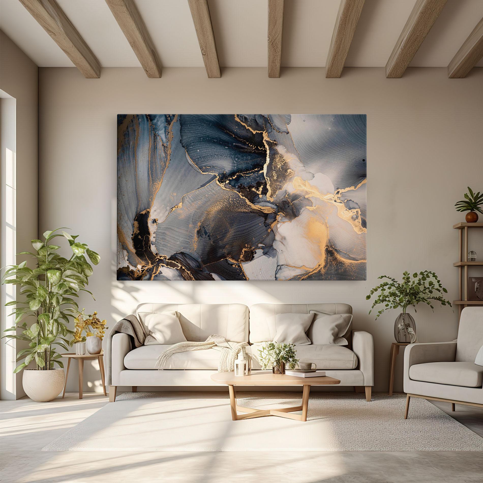 Картина на платно Golden Abstract Marble mockup 6