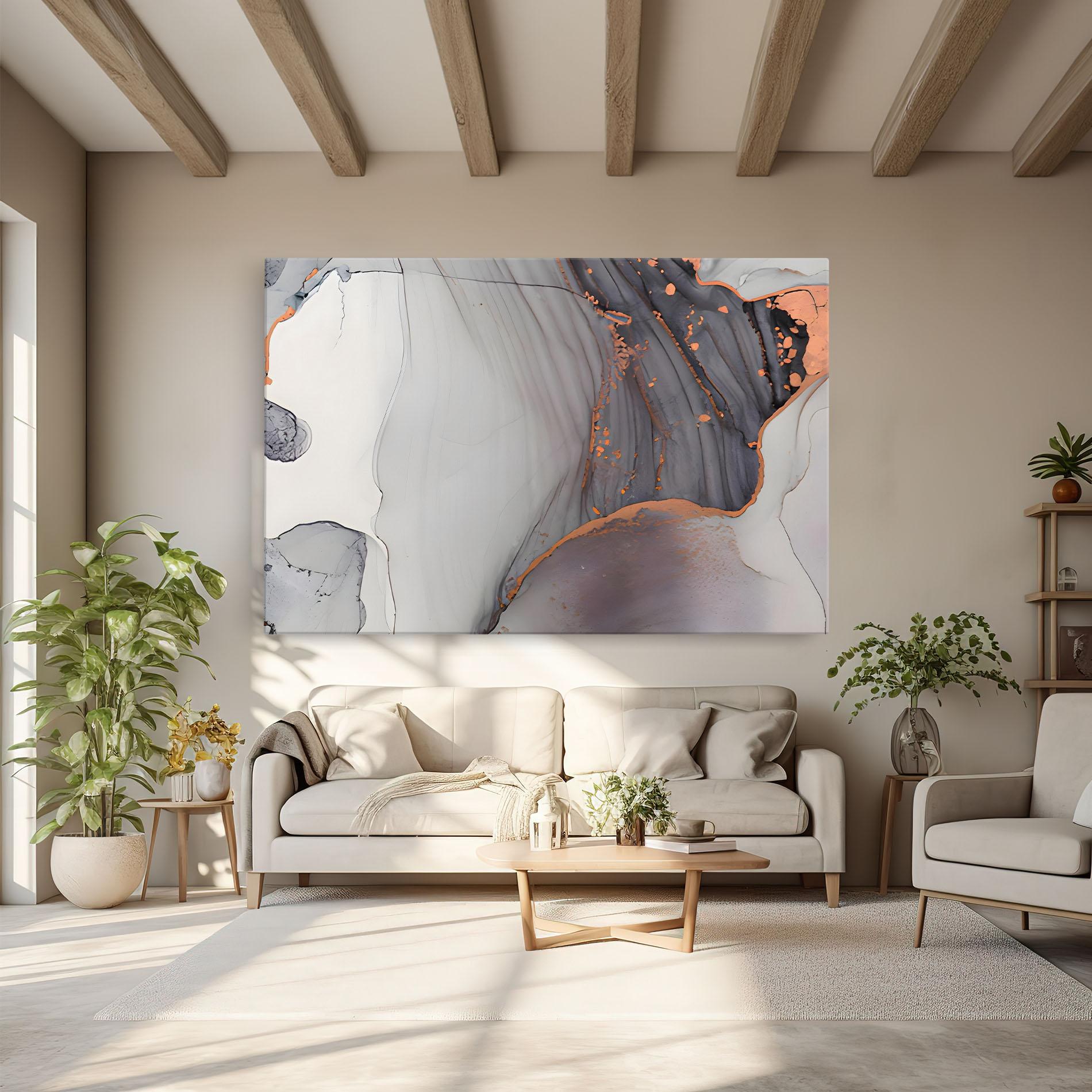 Картина на платно Grey Pink Liquid Marble mockup 6