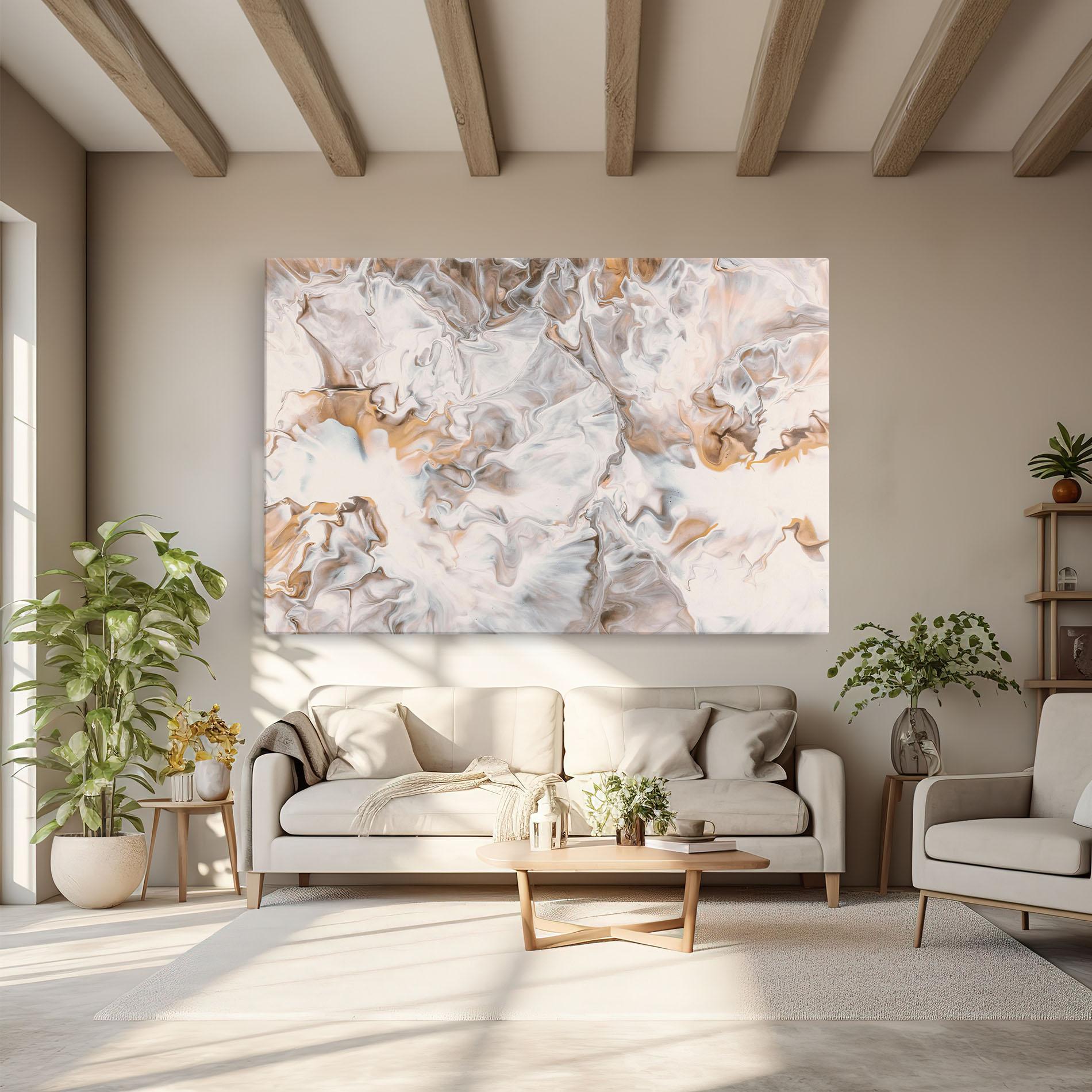 Картина на платно White Gold Abstract mockup 6